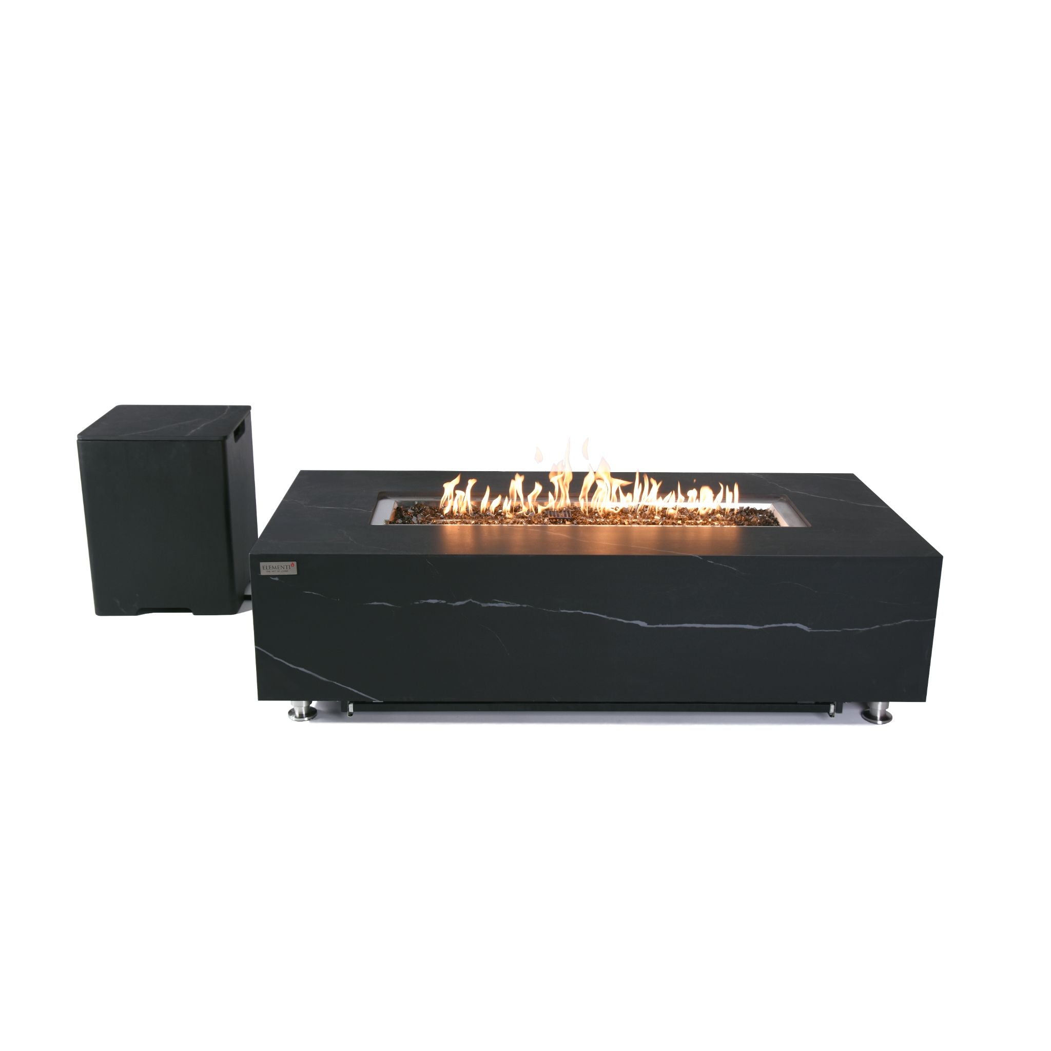 Varna 60” Marble Porcelain Fire Table - Bulgaria Black