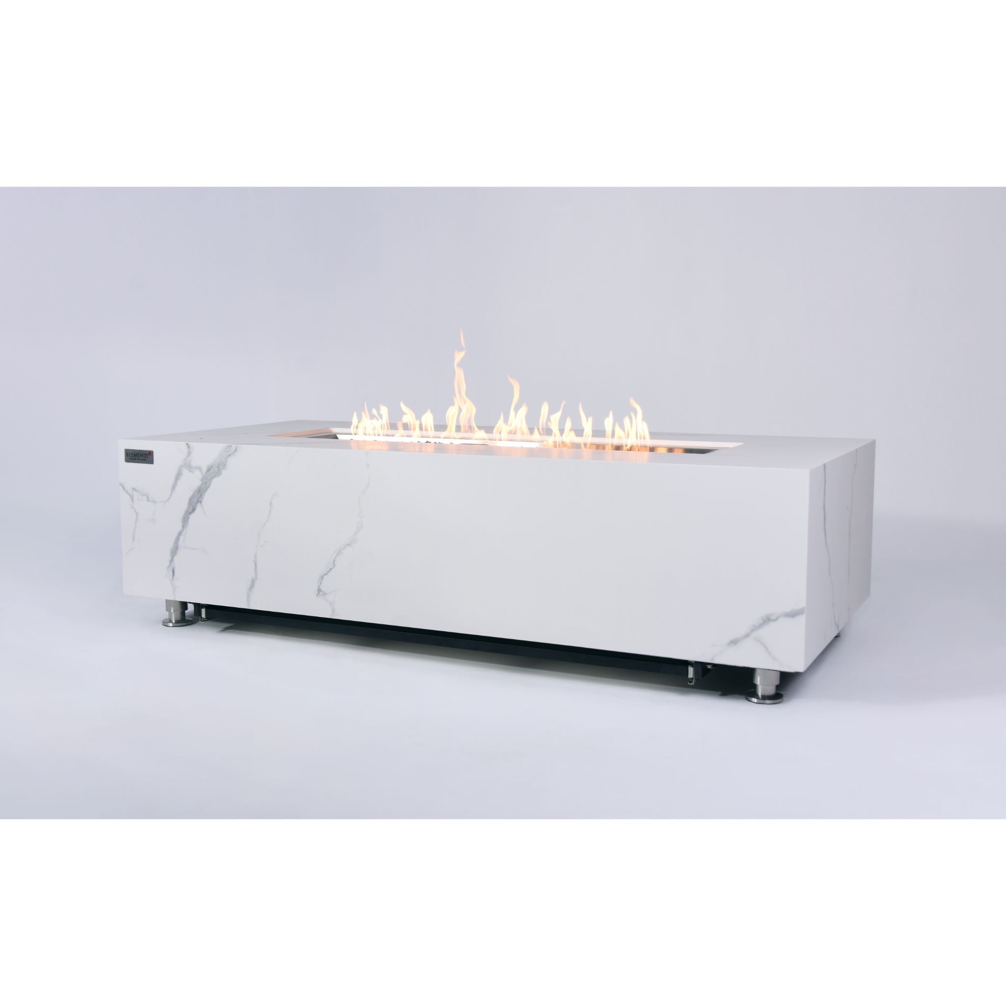 Carrara 60” Marble Porcelain Fire Table - Bianco White