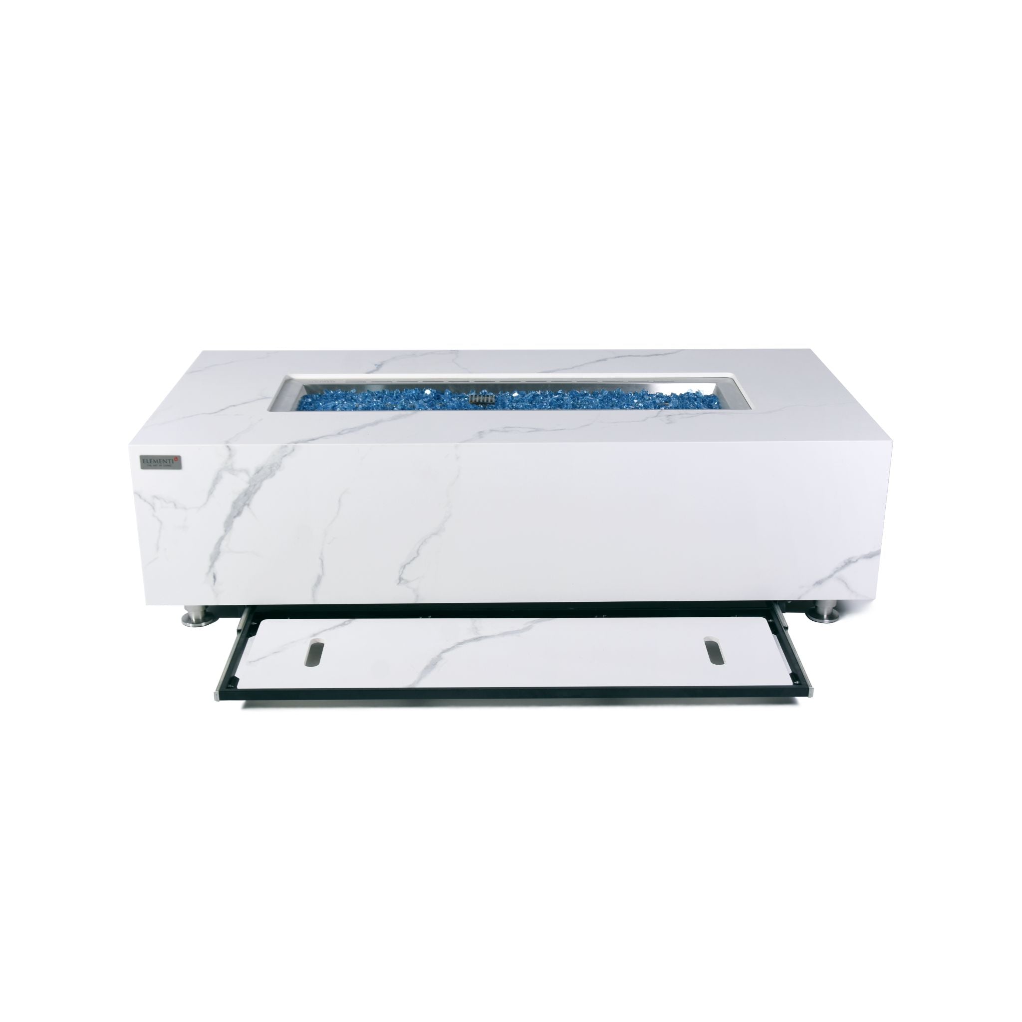 Carrara 60” Marble Porcelain Fire Table - Bianco White