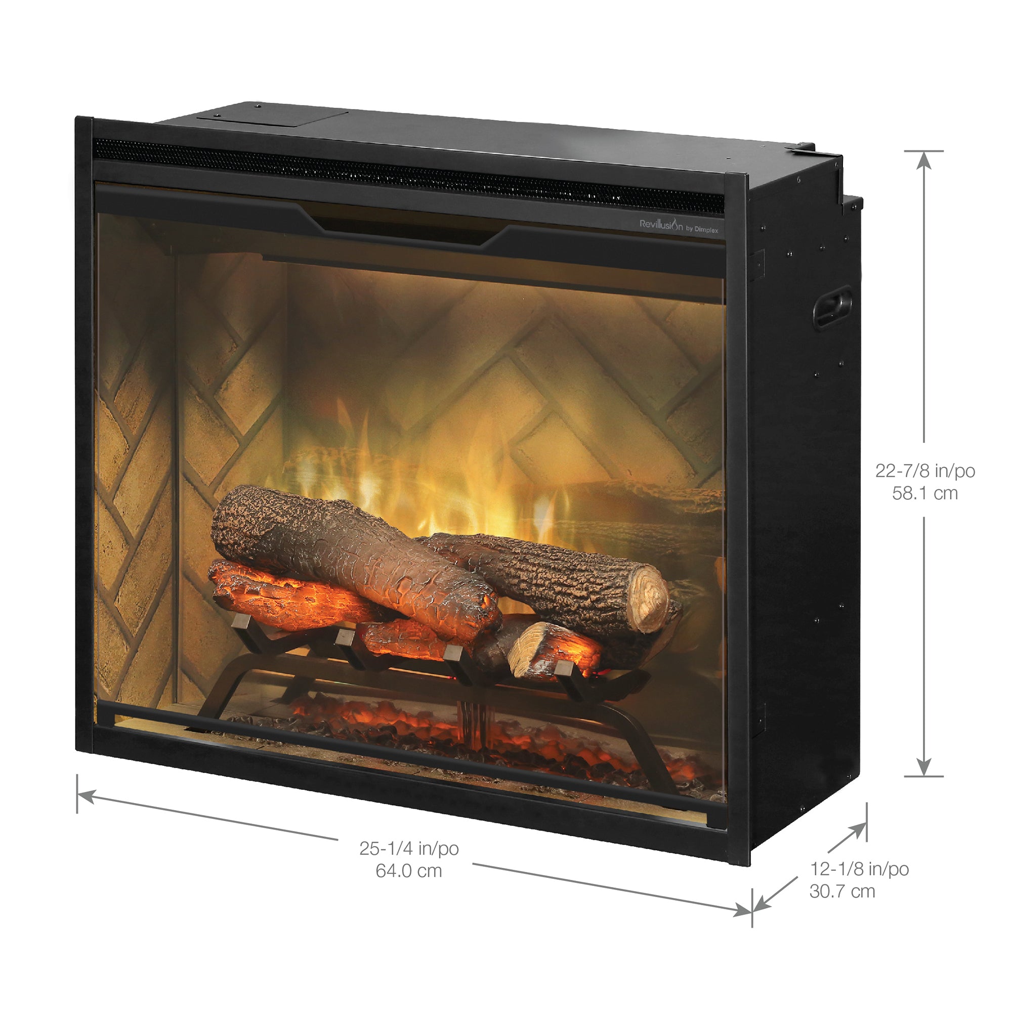 Dimplex - Revillusion 24" Built-In Electric Firebox - with Herringbone Brick Interior