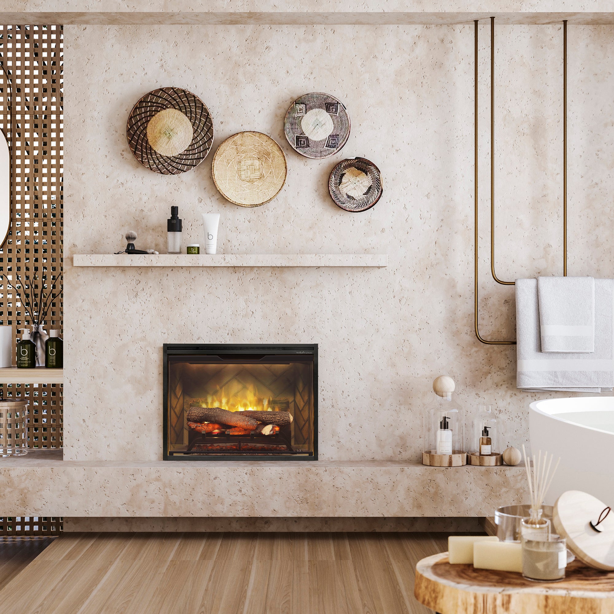 Dimplex - Revillusion 24" Built-In Electric Firebox - with Herringbone Brick Interior
