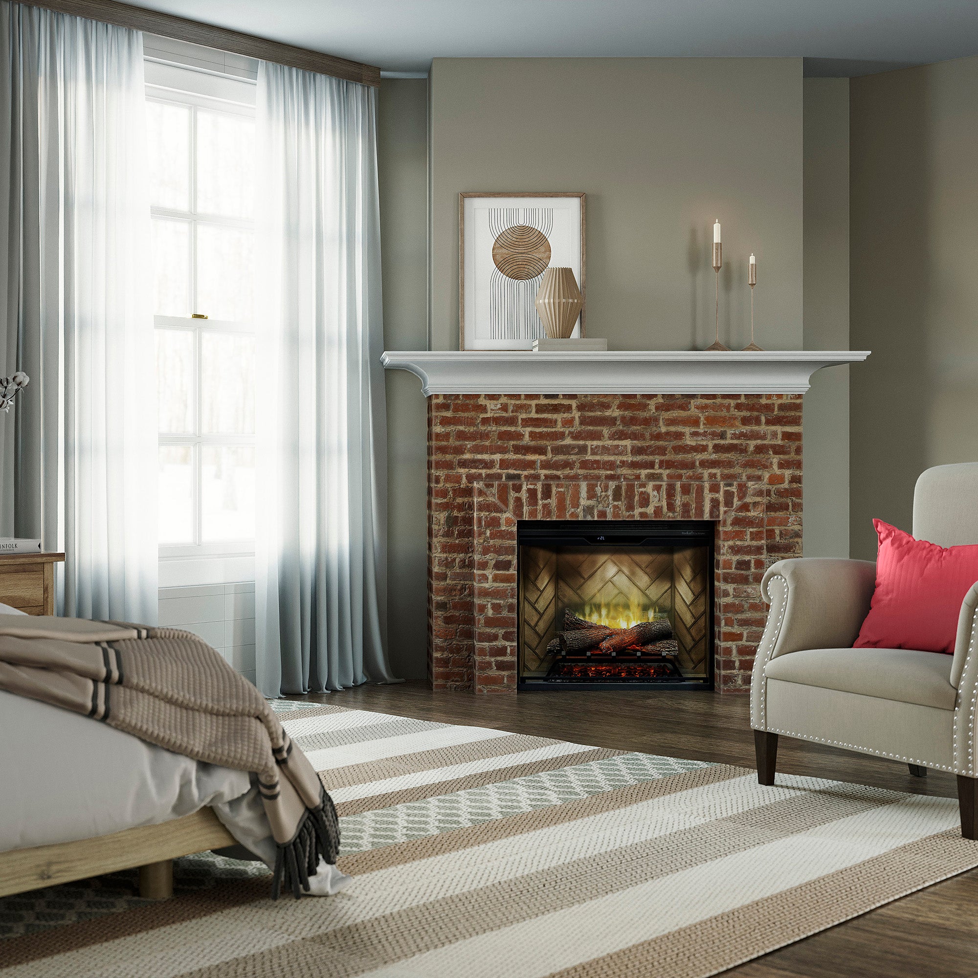 Dimplex - Revillusion 30" Built-In Electric Firebox - with Herringbone Brick Interior