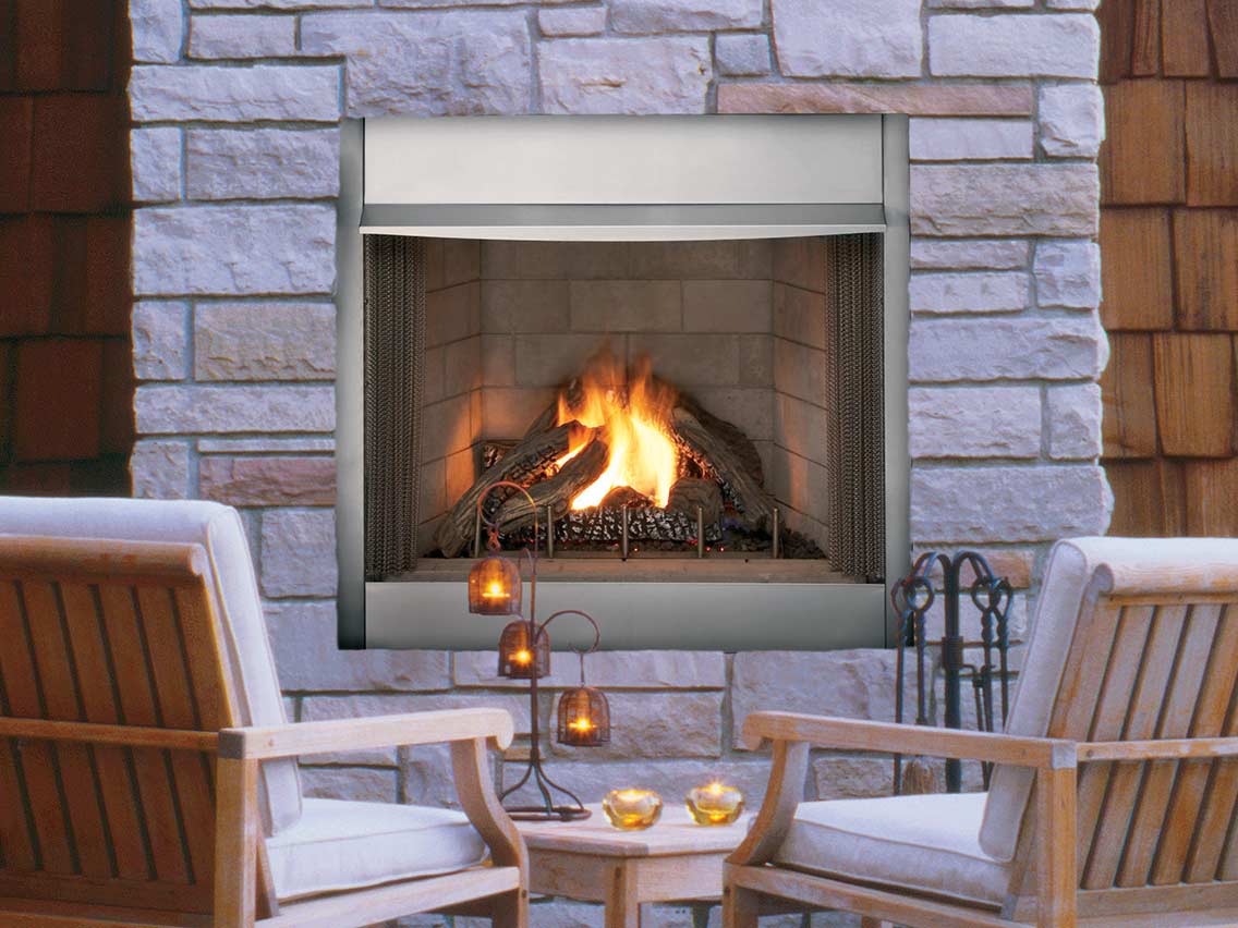 Astria - 42 inch Polaris Outdoor Traditional Vent-Free Gas Fireplace