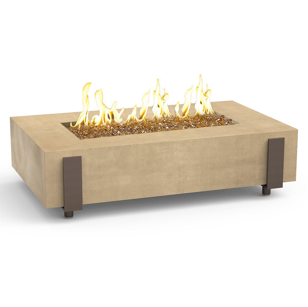 American Fyre Designs - Iron Saddle 60-Inch Rectangular GFRC Chat Height Gas Fire Table
