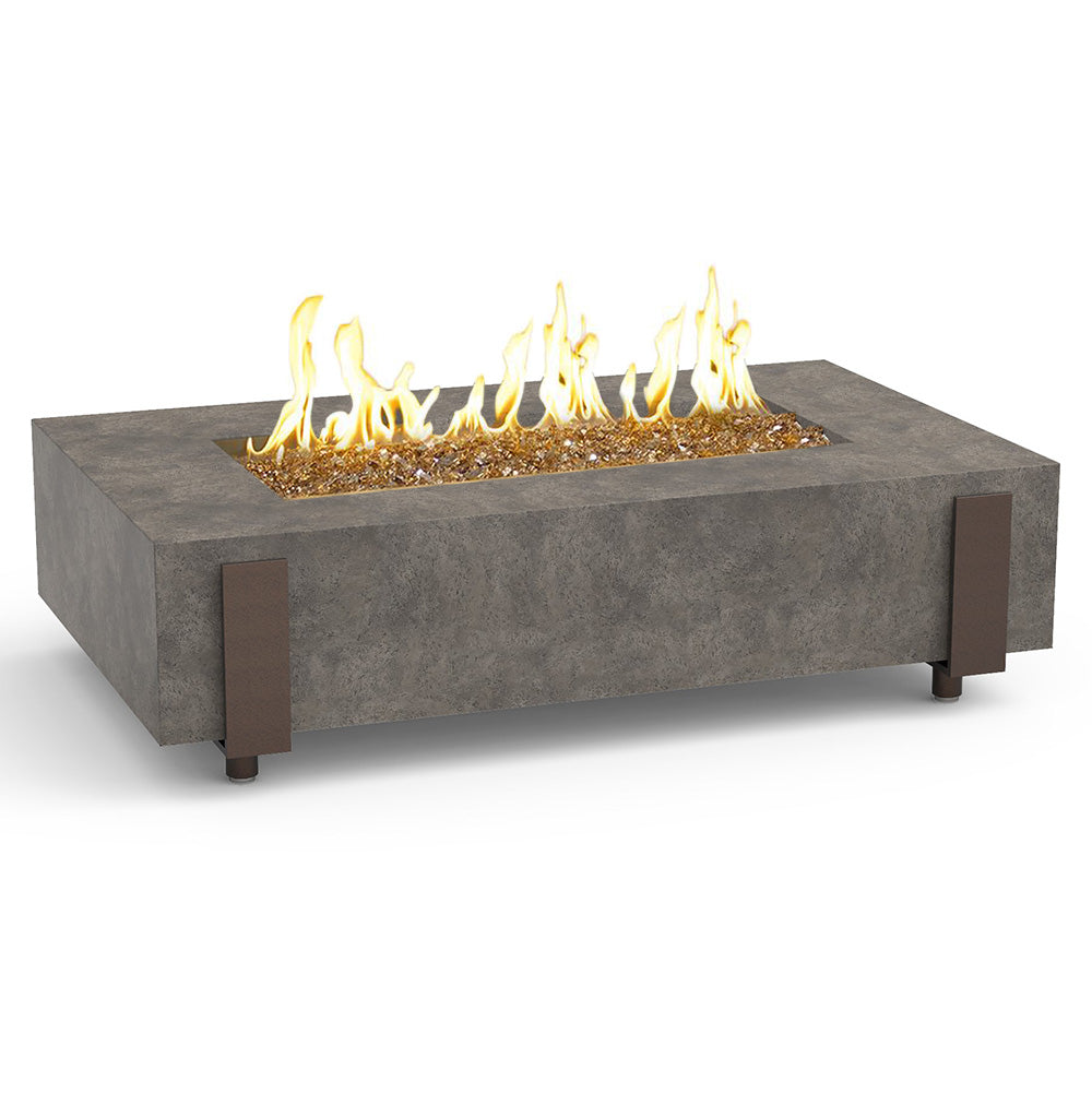 American Fyre Designs - Iron Saddle 60-Inch Rectangular GFRC Chat Height Gas Fire Table