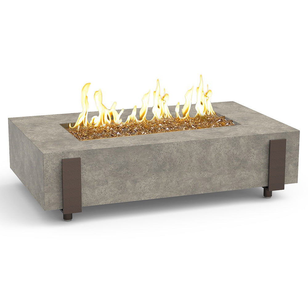 American Fyre Designs - Iron Saddle 60-Inch Rectangular GFRC Chat Height Gas Fire Table
