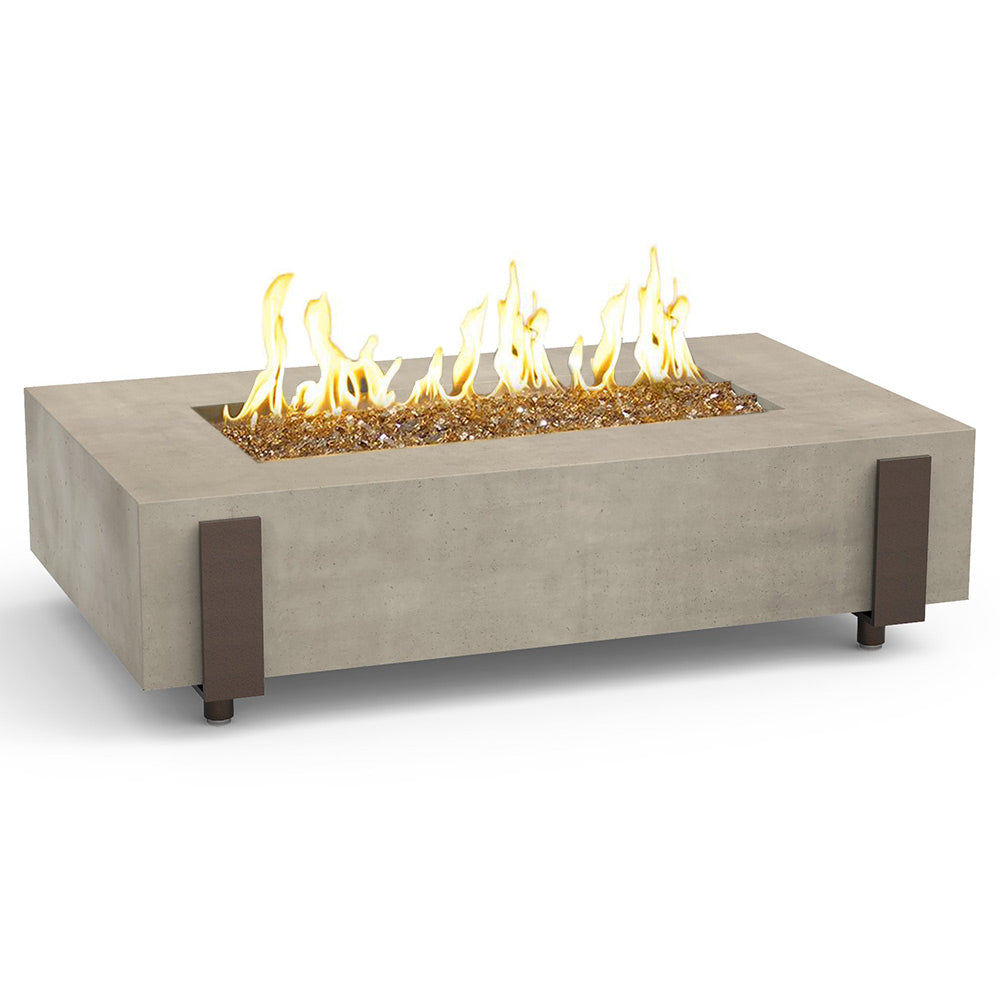 American Fyre Designs - Iron Saddle 60-Inch Rectangular GFRC Chat Height Gas Fire Table