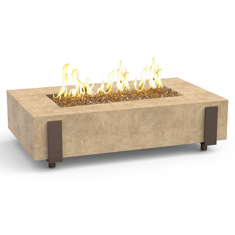 American Fyre Designs - Iron Saddle 60-Inch Rectangular GFRC Chat Height Gas Fire Table