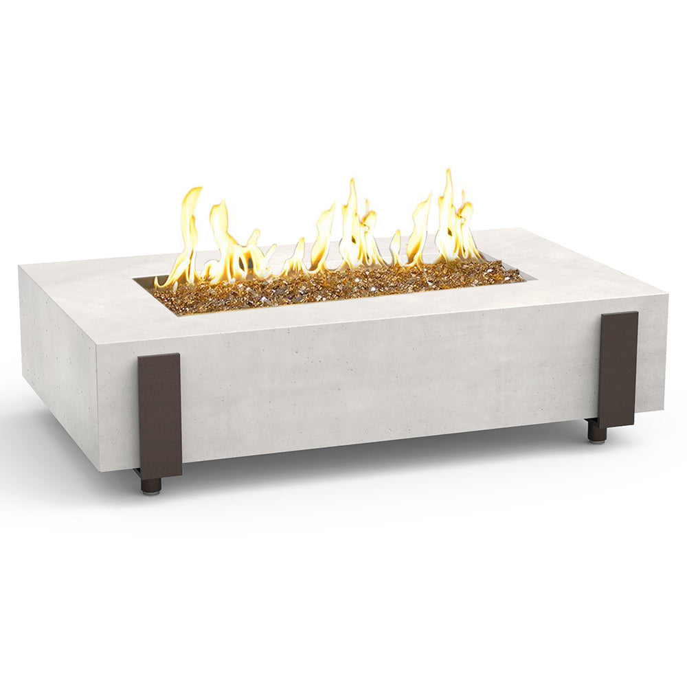 American Fyre Designs - Iron Saddle 60-Inch Rectangular GFRC Chat Height Gas Fire Table