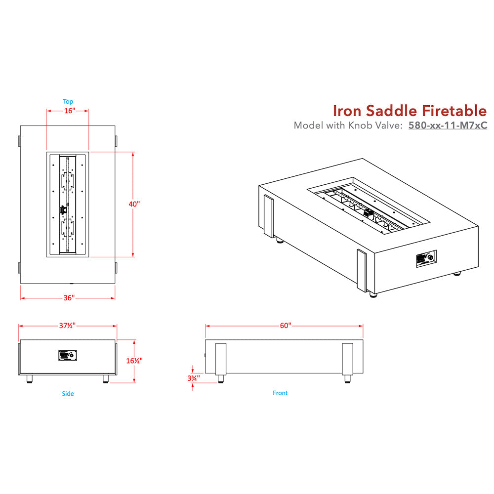American Fyre Designs - Legend 60" Rectangular GFRC Gas Fire Table