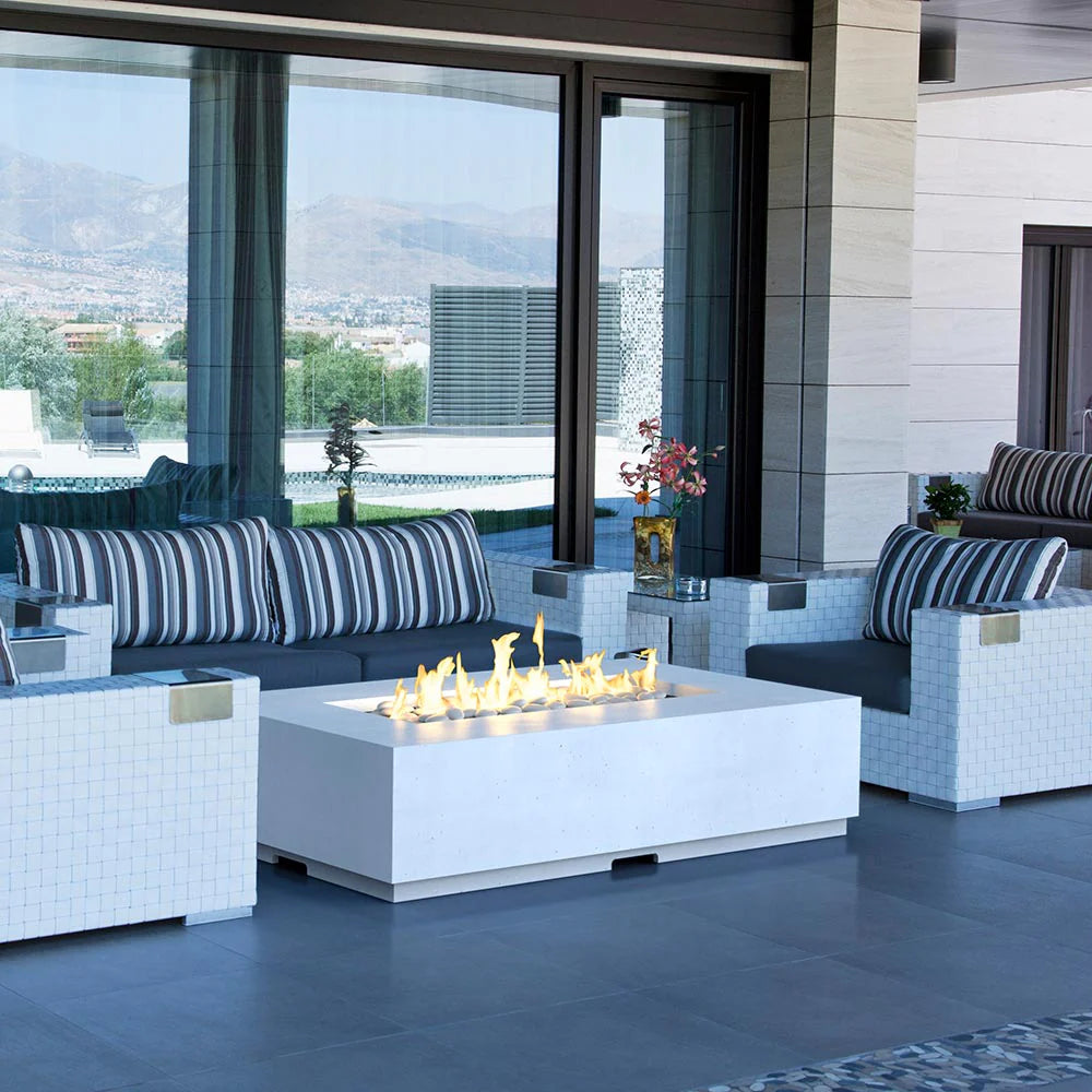 American Fyre Designs - Legend Long LP Select 72-Inch Rectangular GFRC Chat Height Propane Gas Fire Table