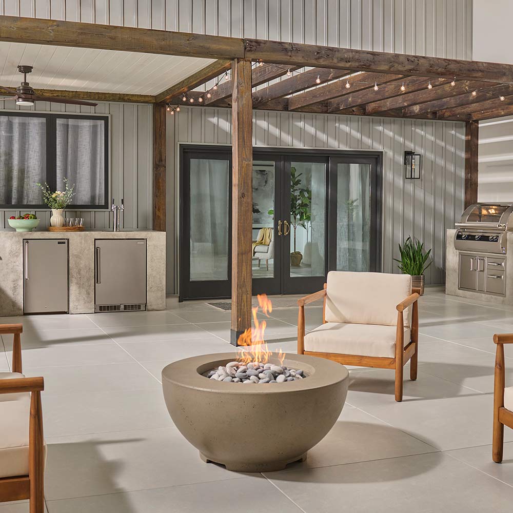 American Fyre Designs - 36-Inch Round GFRC Chat Height Gas Fire Bowl