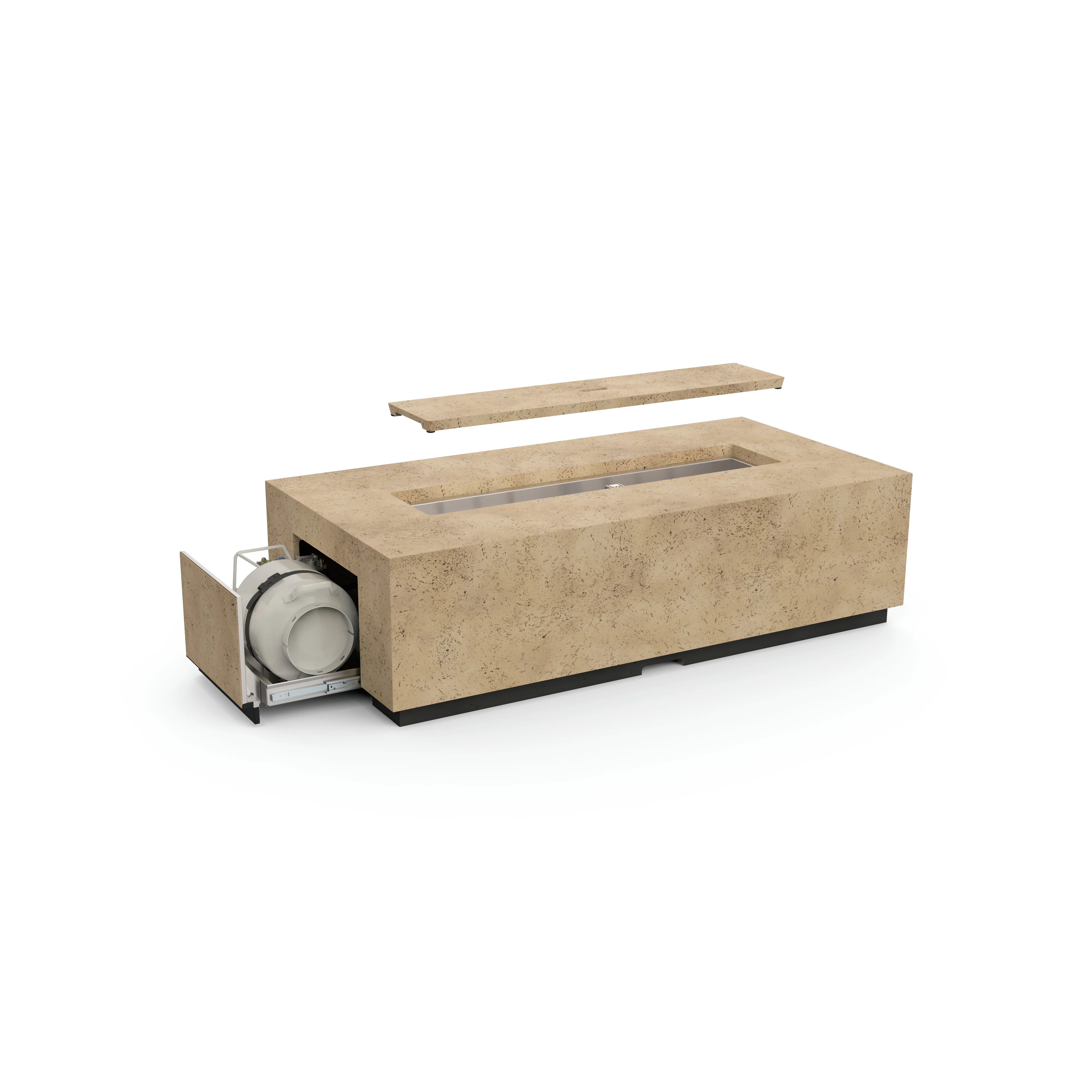 American Fyre Designs - Legend Long LP Select 72-Inch Rectangular GFRC Chat Height Propane Gas Fire Table