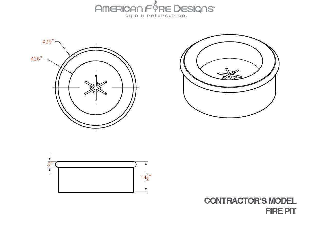 American Fyre Designs - Contractor Model 39-Inch Round GFRC Gas Fire Pit
