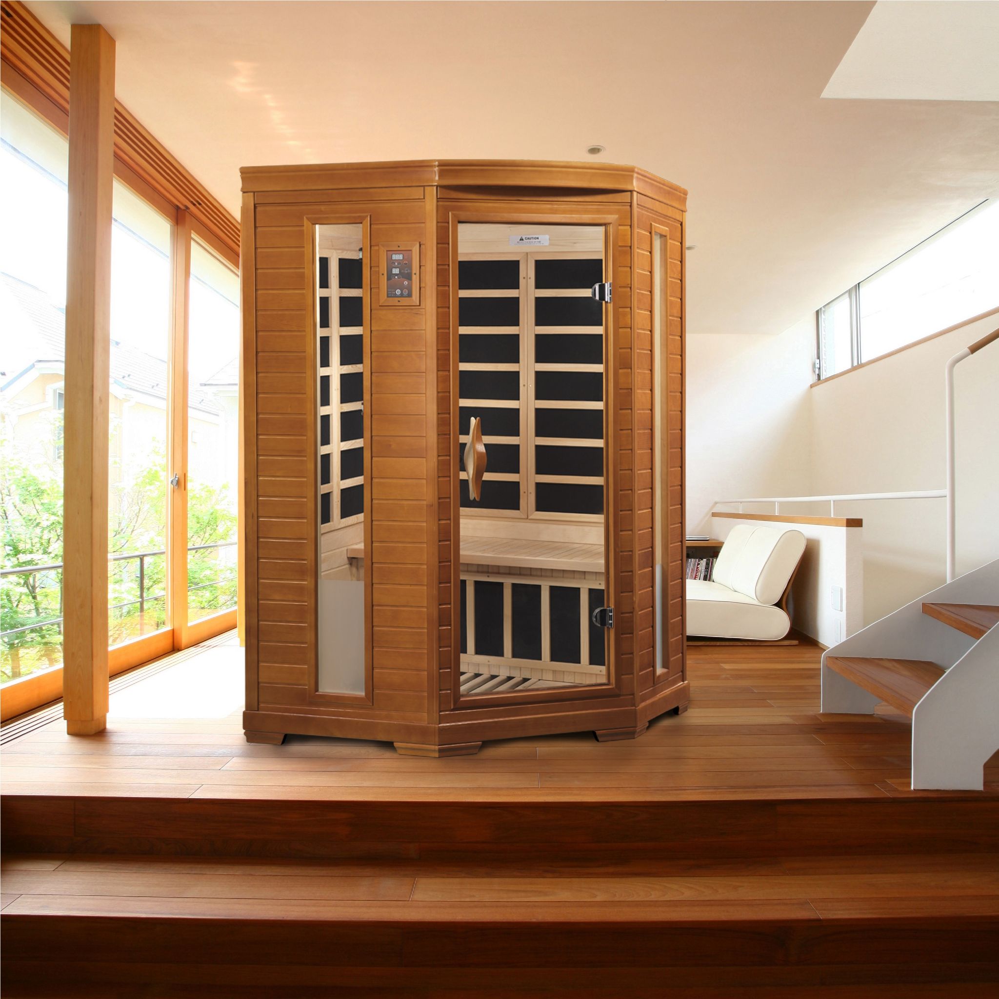 Dynamic Heming 2 Person Corner Low EMF FAR Infrared Sauna – Canadian Hemlock