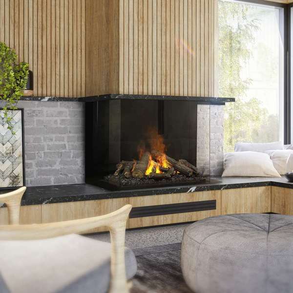 Dimplex - Faber Optimyst e-MatriX 39" Bay Three-Sided Built-in Water Vapor Electric Fireplace