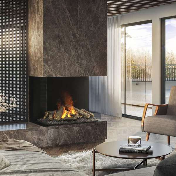 Dimplex - Faber Optimyst e-MatriX 39" Bay Three-Sided Built-in Water Vapor Electric Fireplace