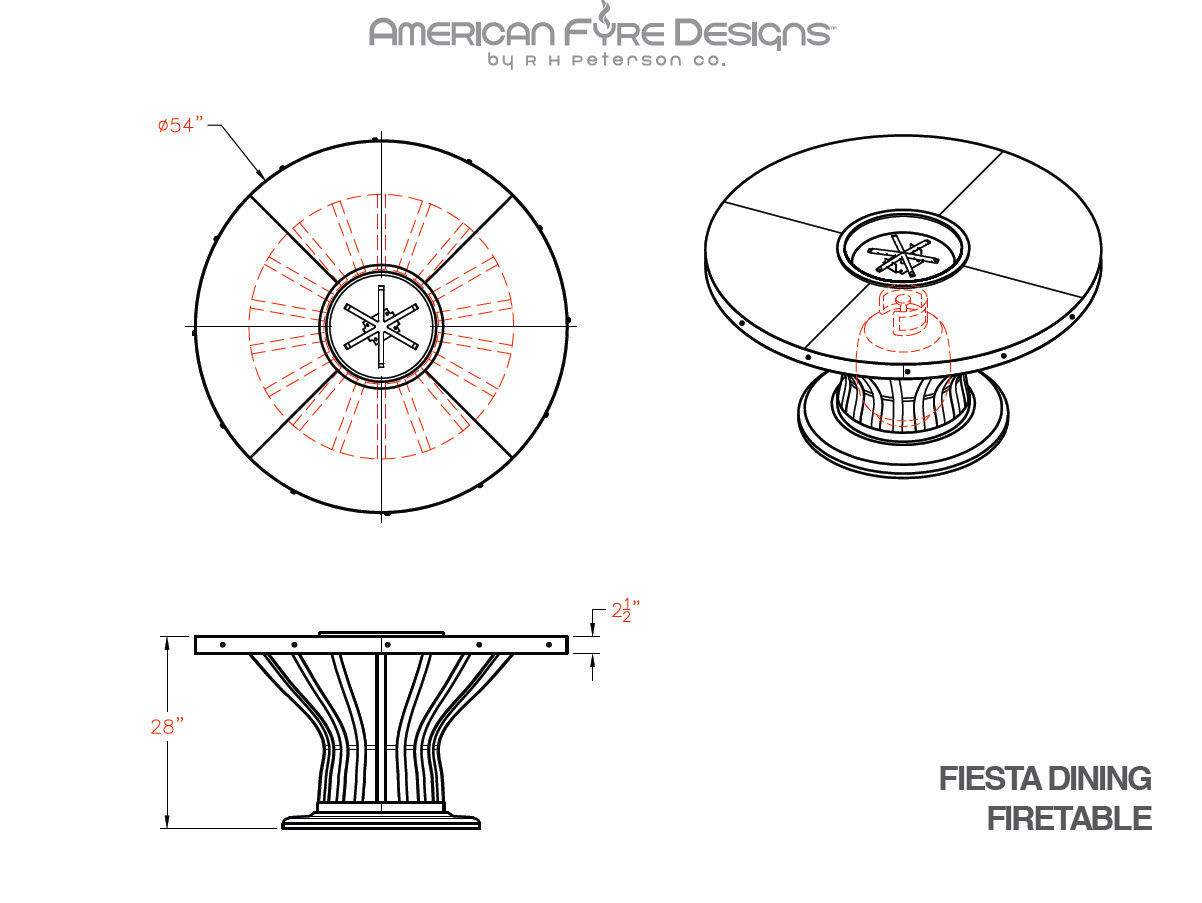 American Fyre Designs - Fiesta 54-Inch Round GRFC Dining Height Fire Table