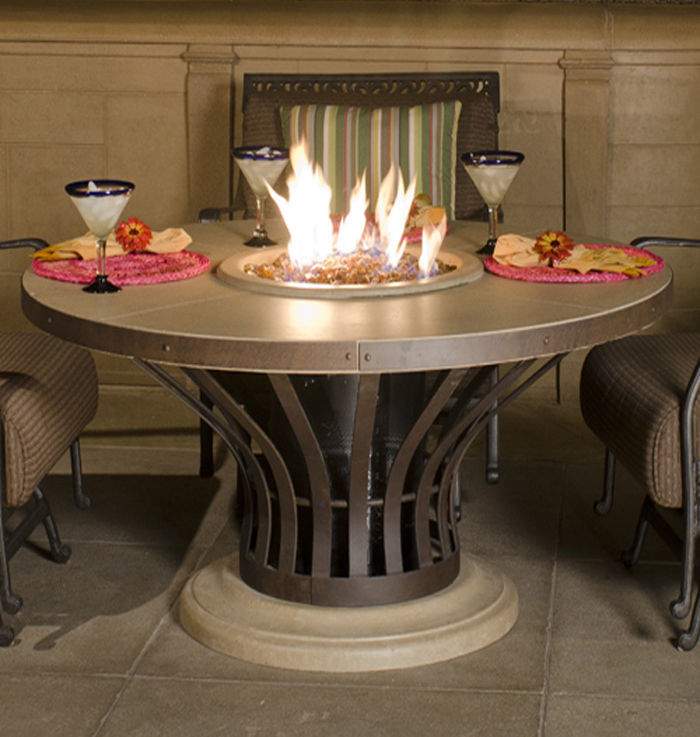American Fyre Designs - Fiesta 54-Inch Round GRFC Dining Height Fire Table