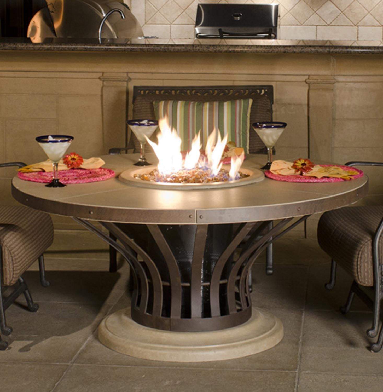 American Fyre Designs - Fiesta 25.5-Inch Round GRFC Chat Height Fire Table