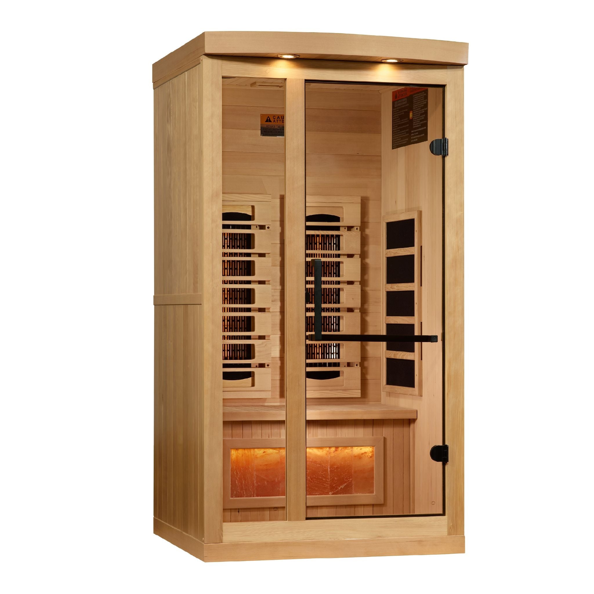 Golden Designs 1-2 Person Full Spectrum Near Zero EMF Sauna with Himalayan Salt Bar – Canadian Hemlock