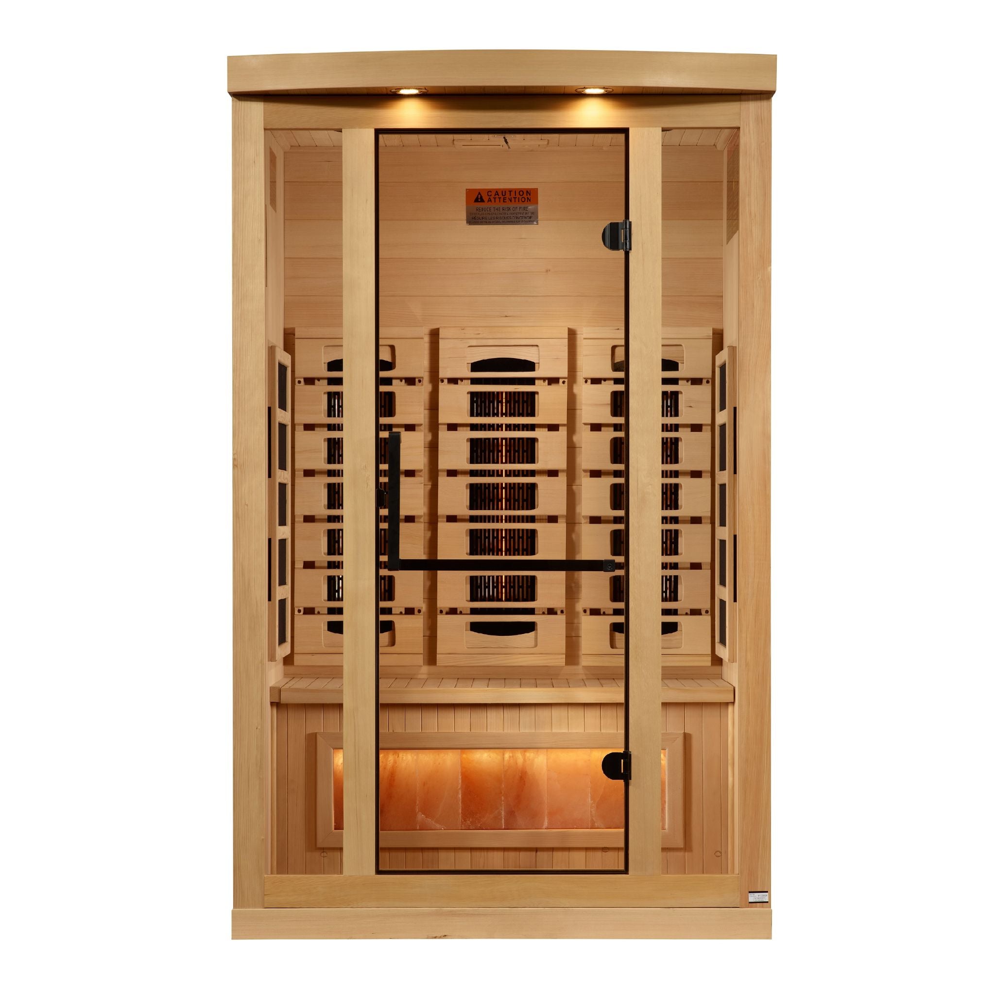 Golden Designs 2-Person Full Spectrum Near Zero EMF Sauna with Himalayan Salt Bar – Canadian Hemlock