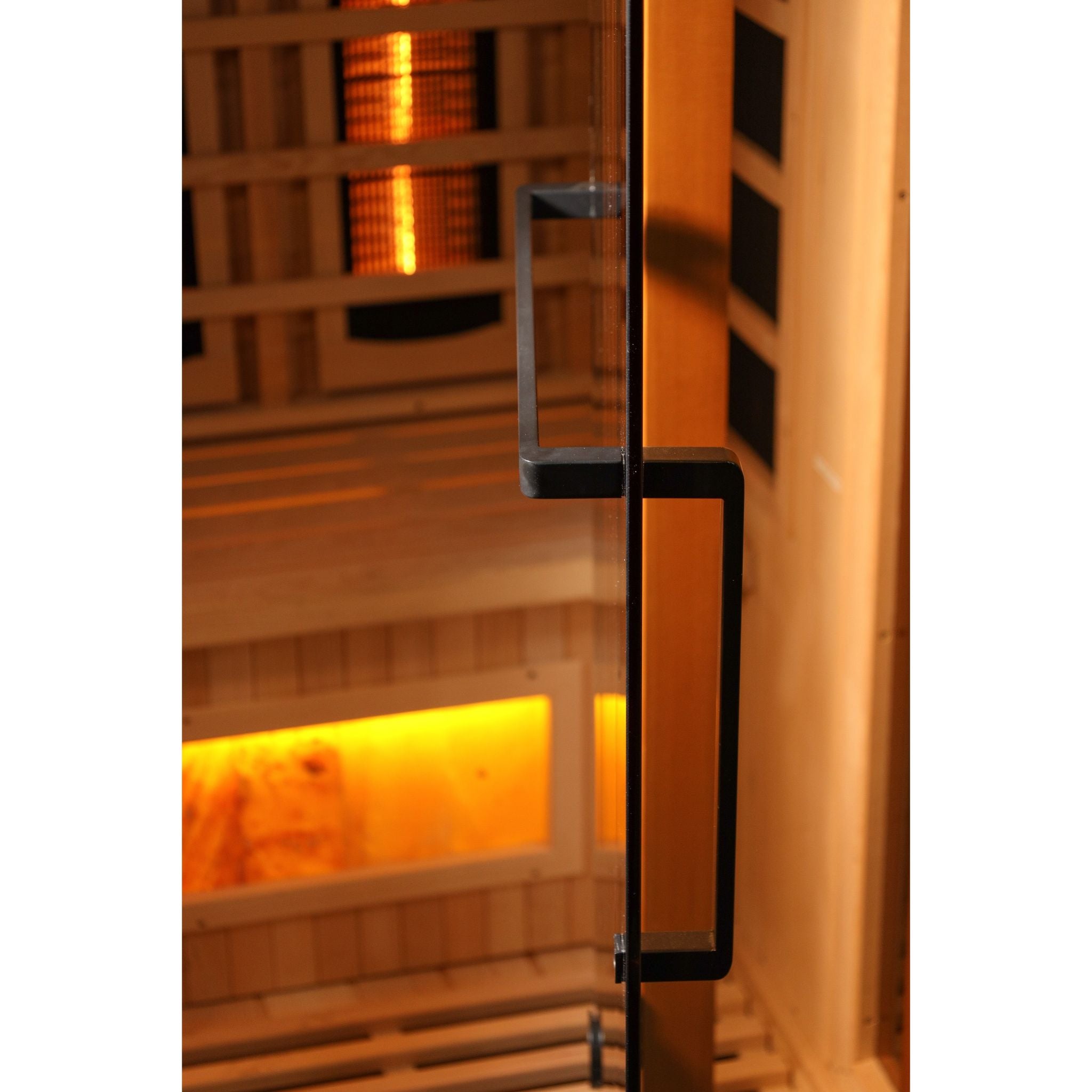 Golden Designs 2-Person Full Spectrum Near Zero EMF Sauna with Himalayan Salt Bar – Canadian Hemlock