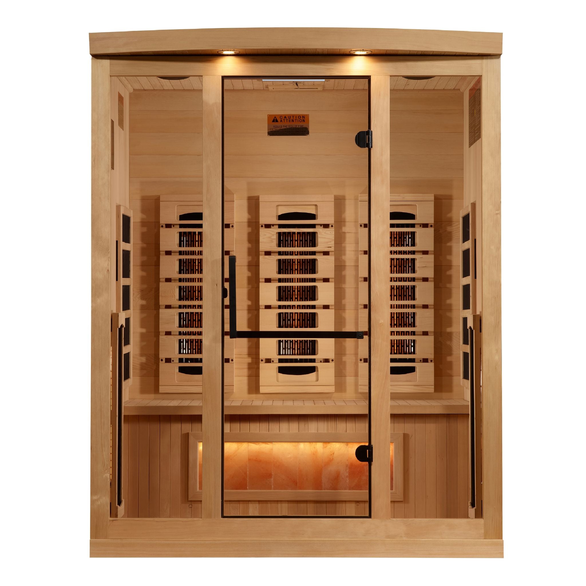 Golden Designs 3-Person Full Spectrum Near Zero EMF Sauna with Himalayan Salt Bar – Canadian Hemlock