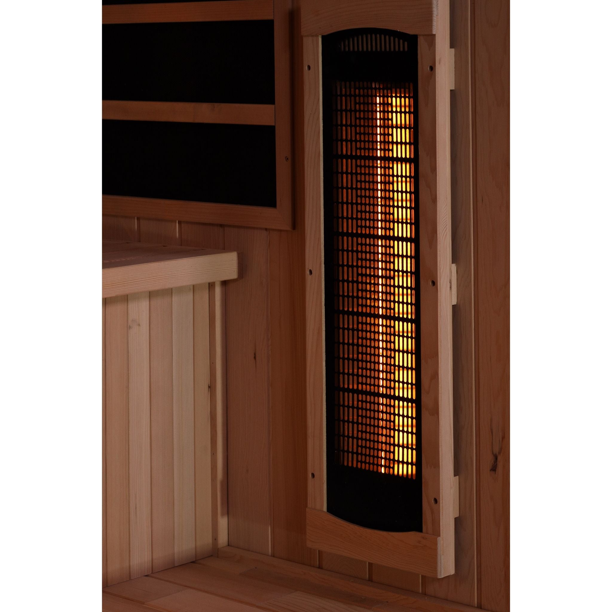 Golden Designs 3-Person Full Spectrum Near Zero EMF Sauna with Himalayan Salt Bar – Canadian Hemlock