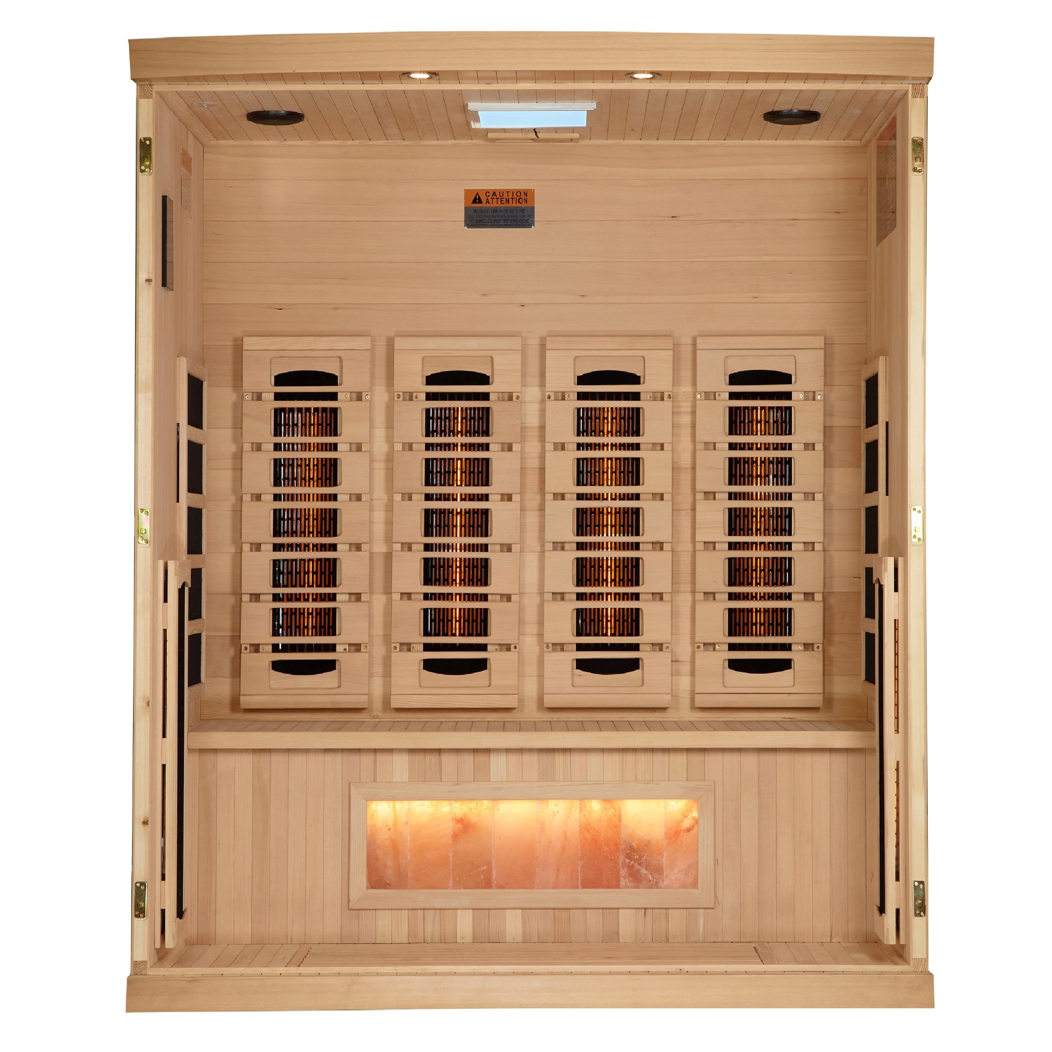 Golden Designs 4-Person Full Spectrum Near Zero EMF Sauna with Himalayan Salt Bar – Canadian Hemlock