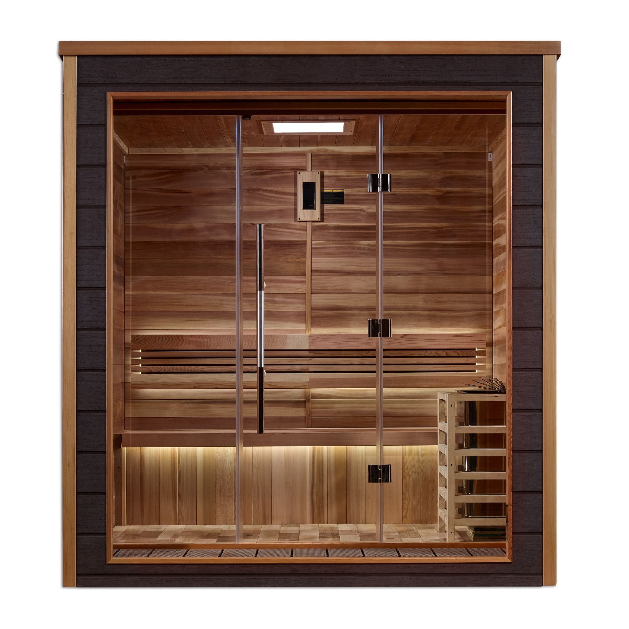 Golden Designs Drammen 3-Person Outdoor Traditional Sauna – Canadian Red Cedar Interior