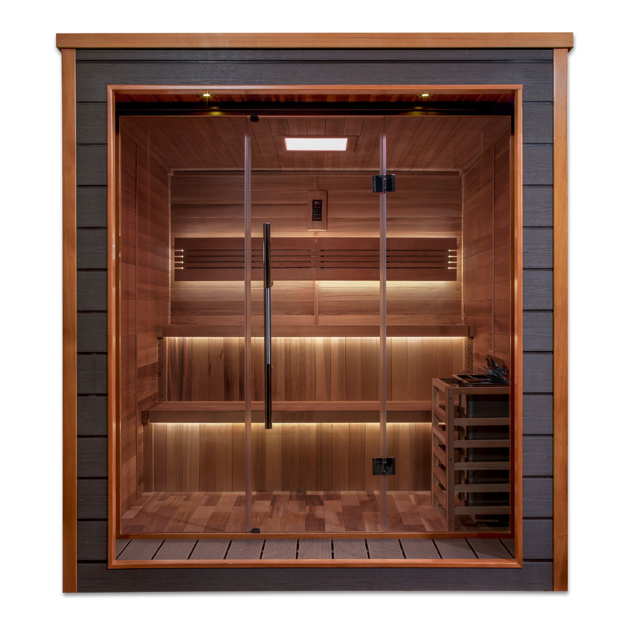 Golden Designs Bergen 6-Person Outdoor Traditional Sauna – Canadian Red Cedar Interior