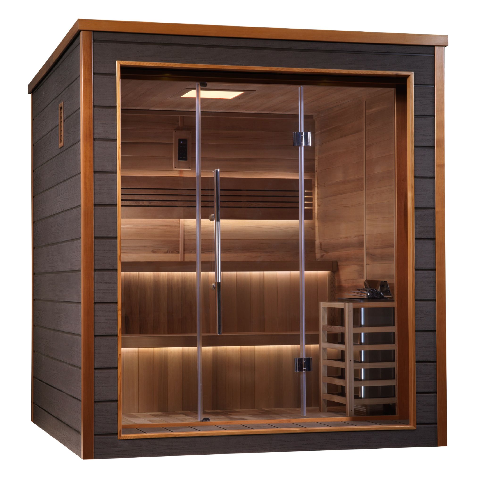 Golden Designs Bergen 6-Person Outdoor Traditional Sauna – Canadian Red Cedar Interior