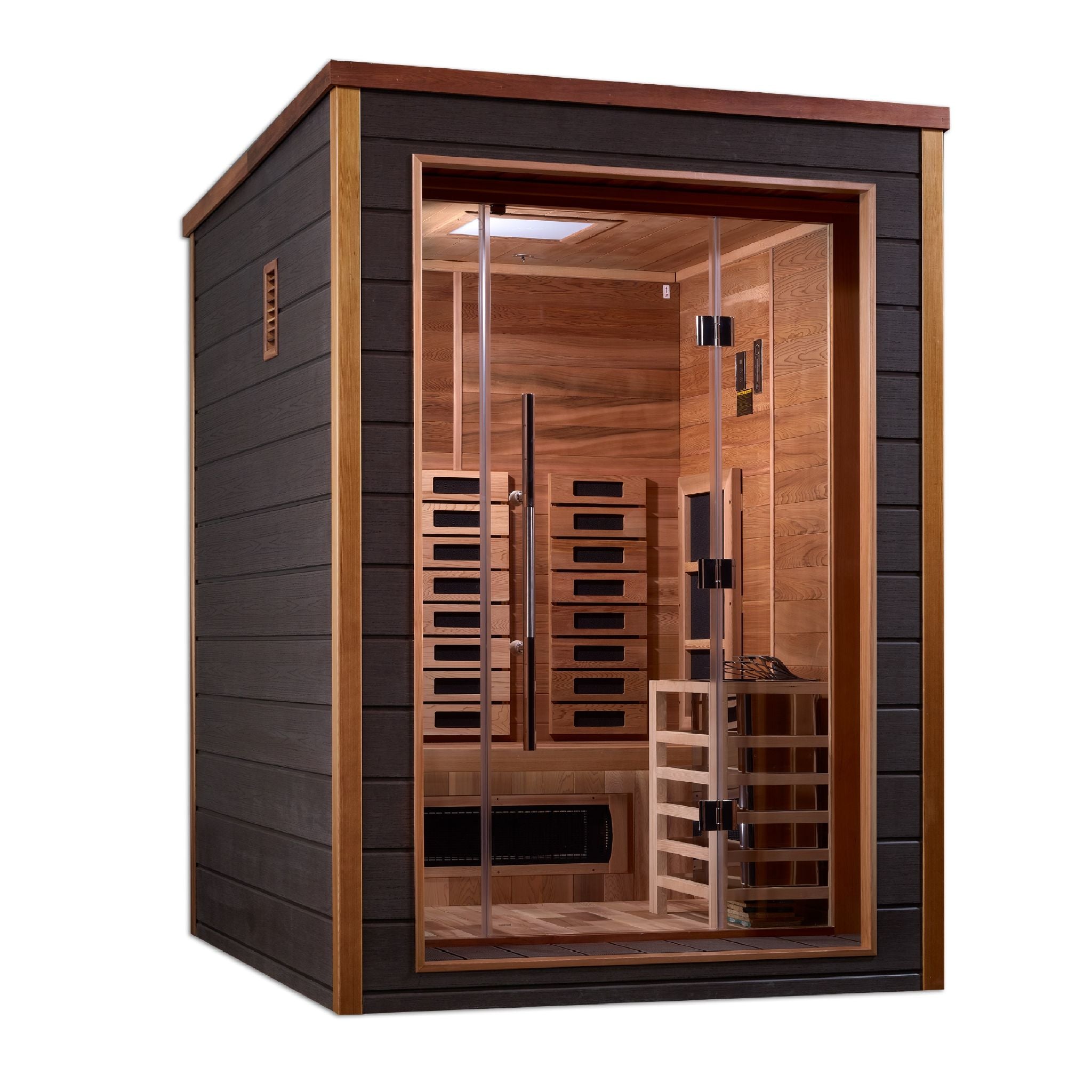 Golden Designs Nora 2-Person Outdoor Hybrid Sauna – Canadian Red Cedar Interior