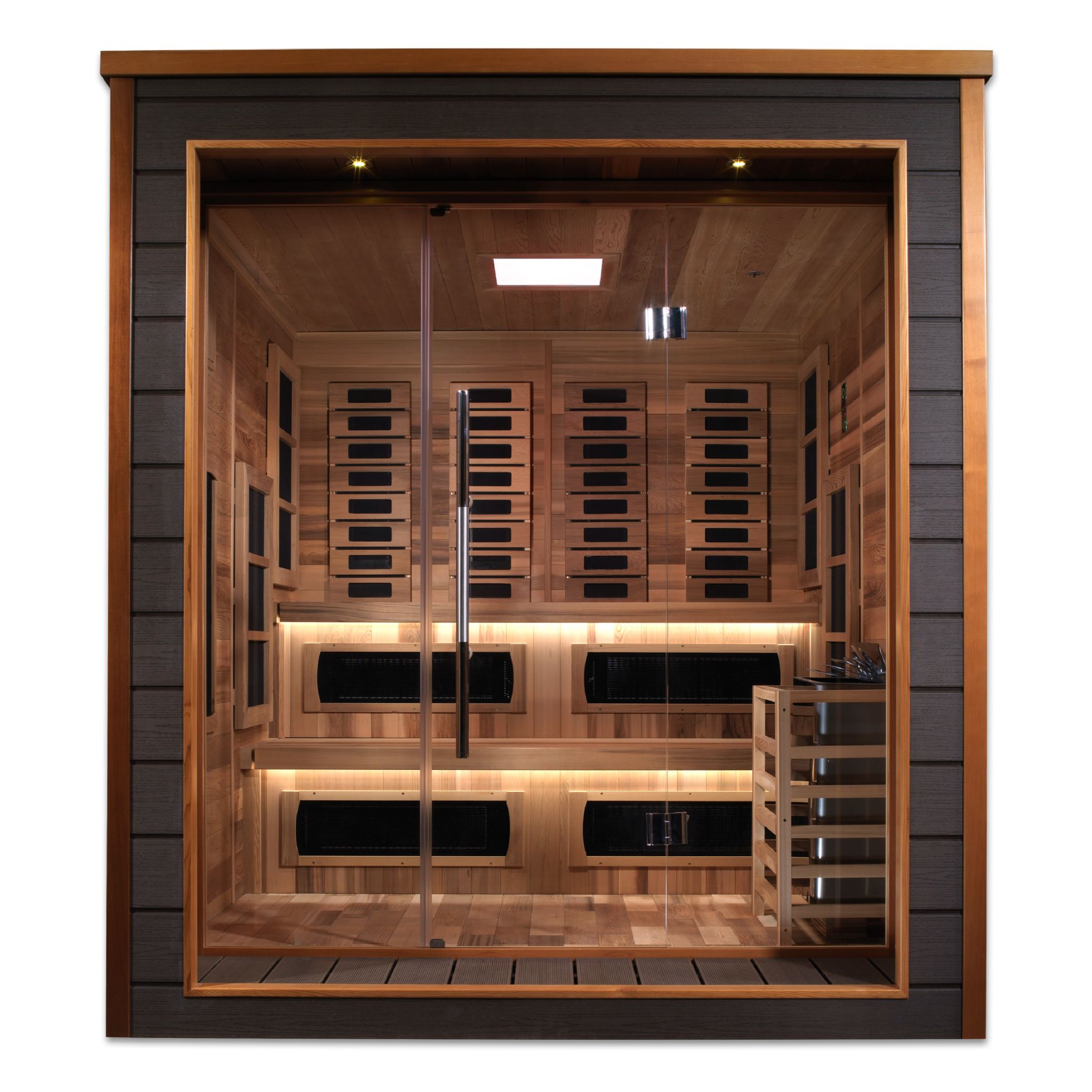 Golden Designs Karlstad 6-Person Outdoor Hybrid Sauna – Canadian Red Cedar Interior
