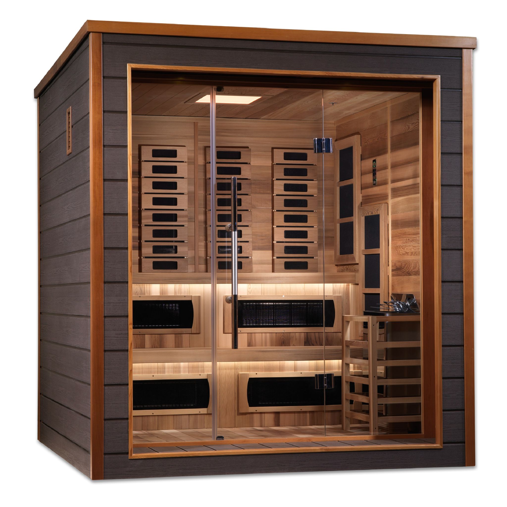 Golden Designs Karlstad 6-Person Outdoor Hybrid Sauna – Canadian Red Cedar Interior
