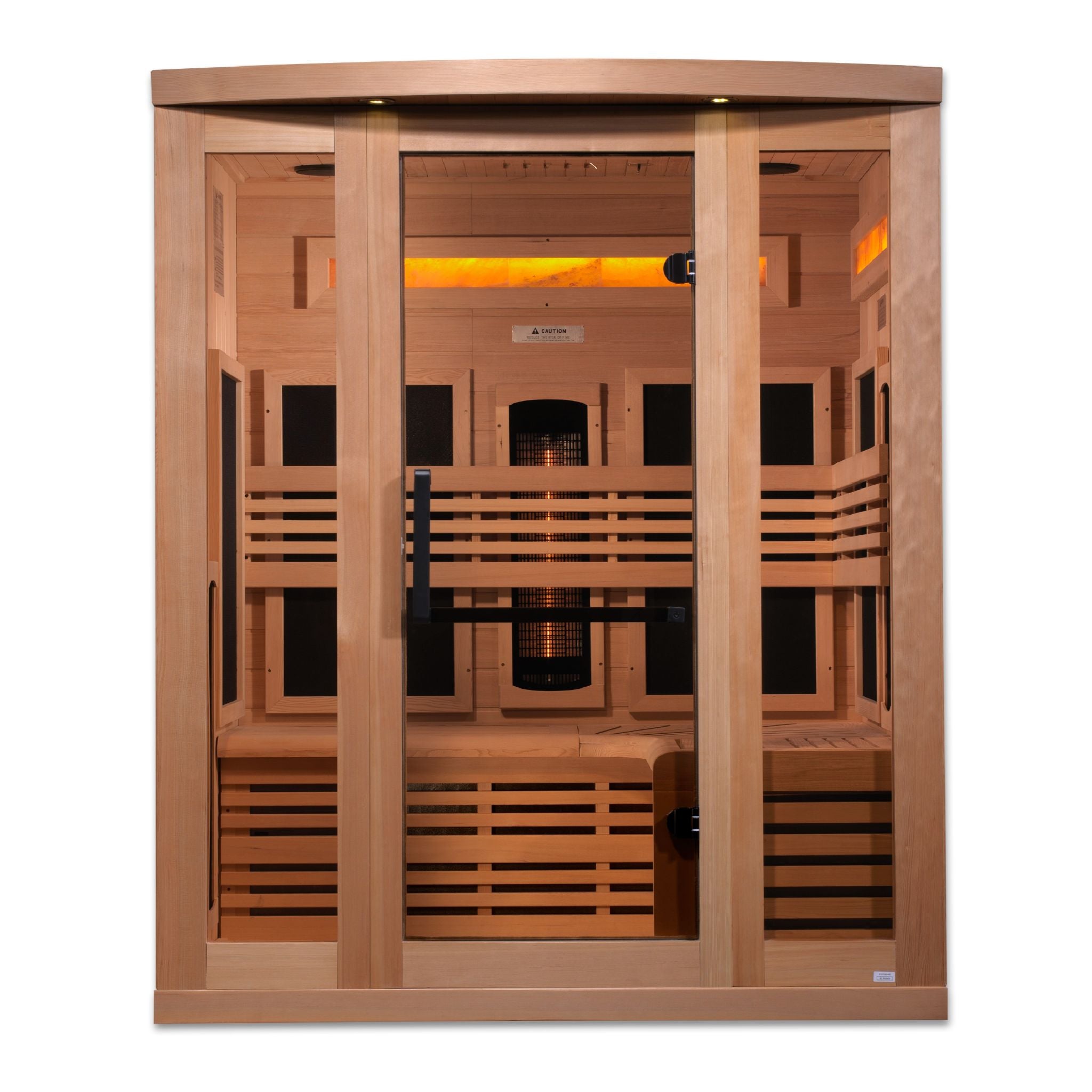 Golden Designs 3-Person Full Spectrum Near Zero EMF Sauna with Himalayan Salt Bar – Canadian Hemlock