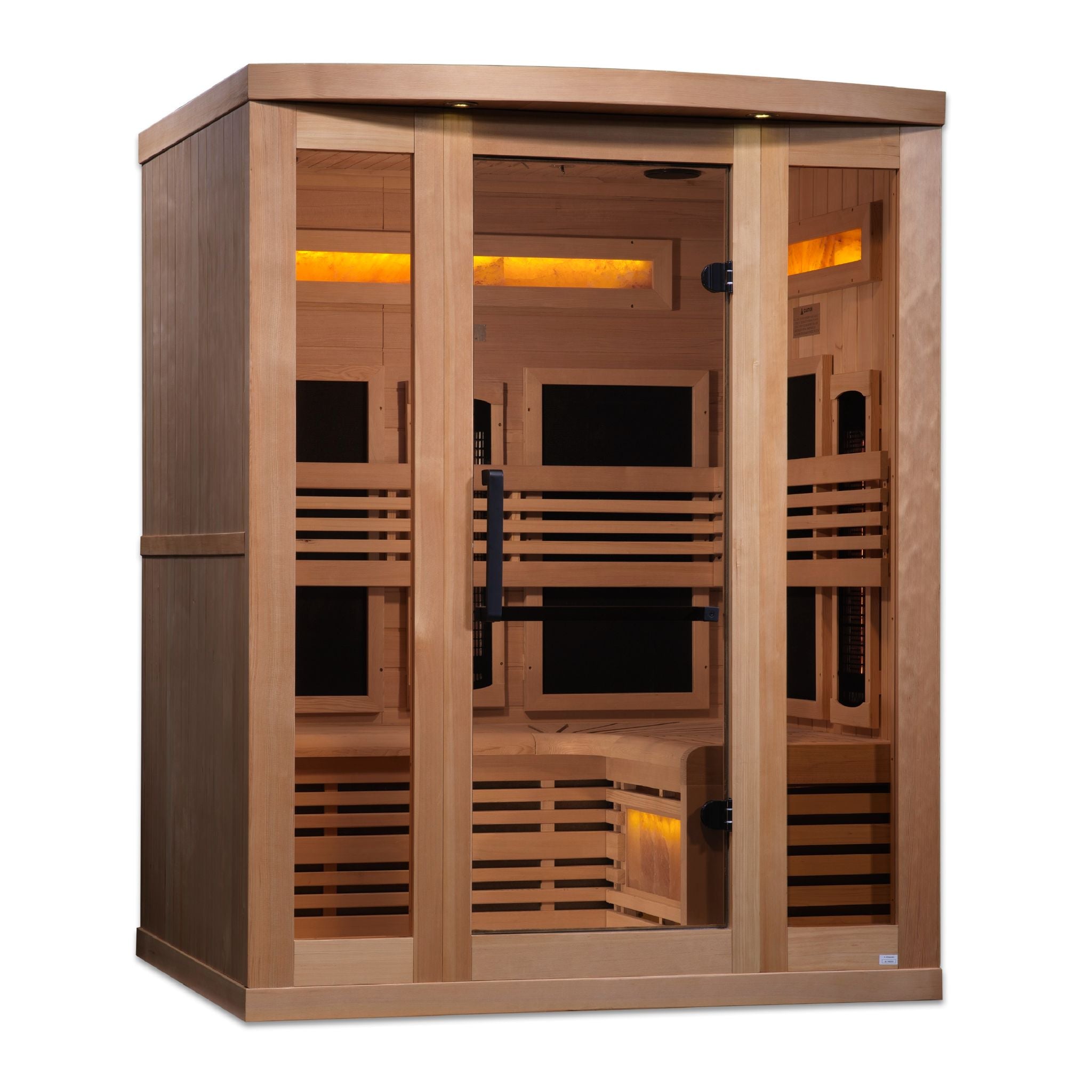 Golden Designs 3-Person Full Spectrum Near Zero EMF Sauna with Himalayan Salt Bar – Canadian Hemlock