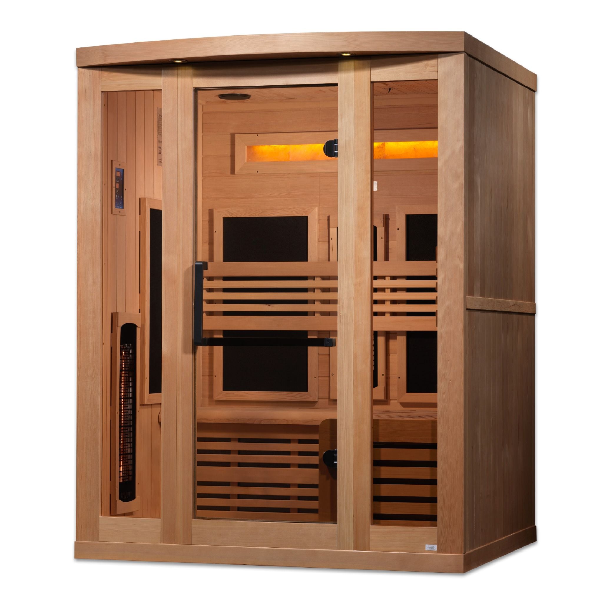 Golden Designs 3-Person Full Spectrum Near Zero EMF Sauna with Himalayan Salt Bar – Canadian Hemlock