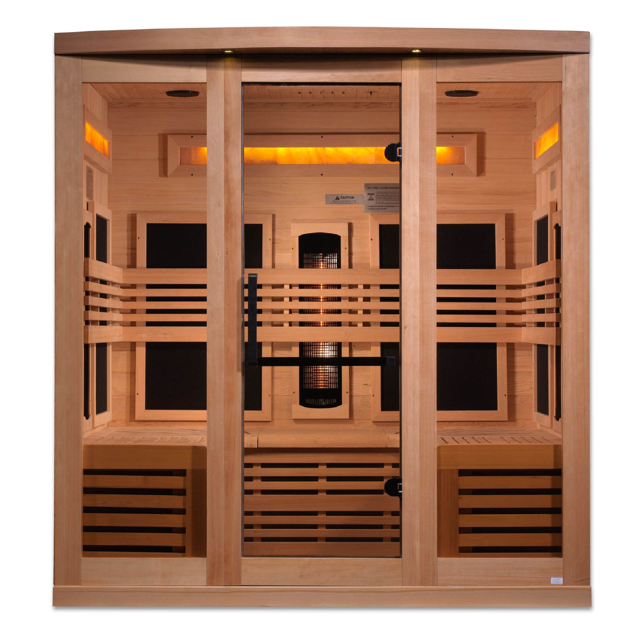 Golden Designs 6-Person Full Spectrum Near Zero EMF Sauna with Himalayan Salt Bar – Canadian Hemlock