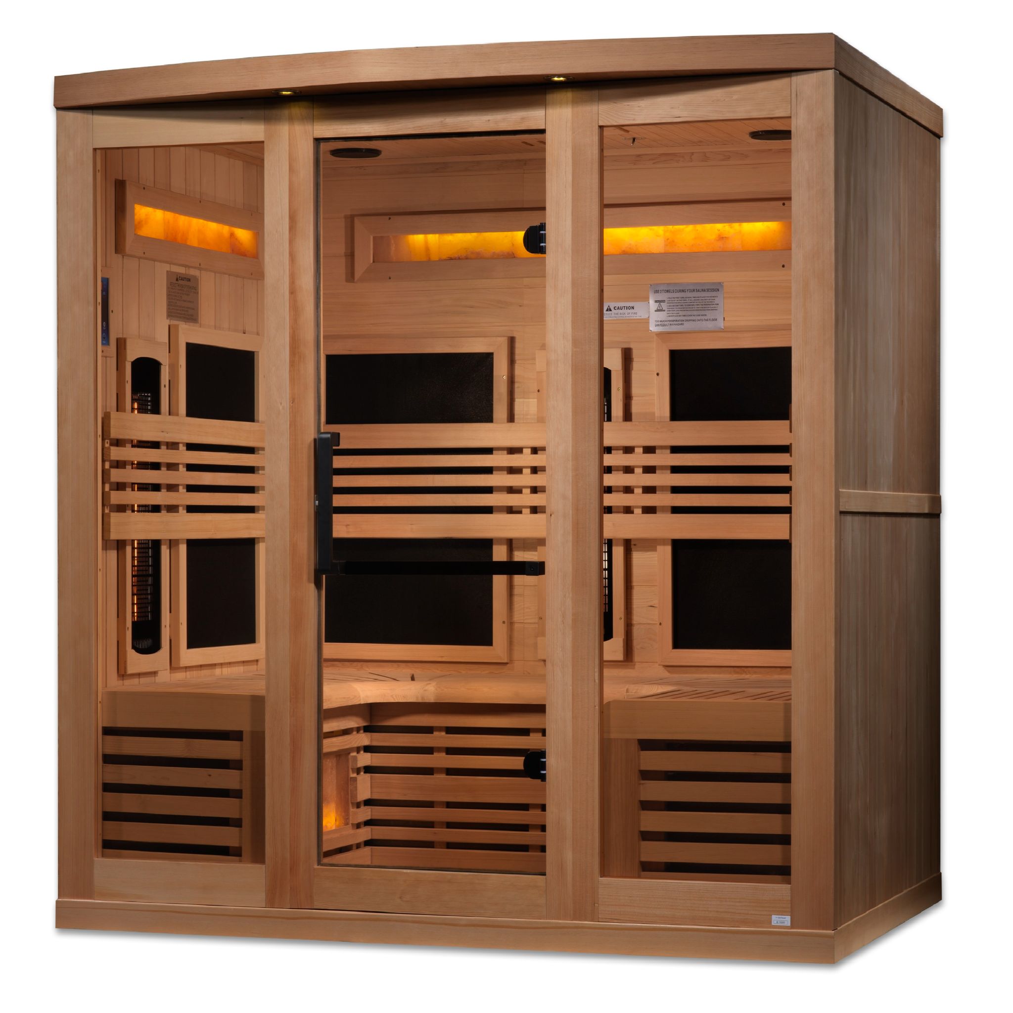 Golden Designs 6-Person Full Spectrum Near Zero EMF Sauna with Himalayan Salt Bar – Canadian Hemlock