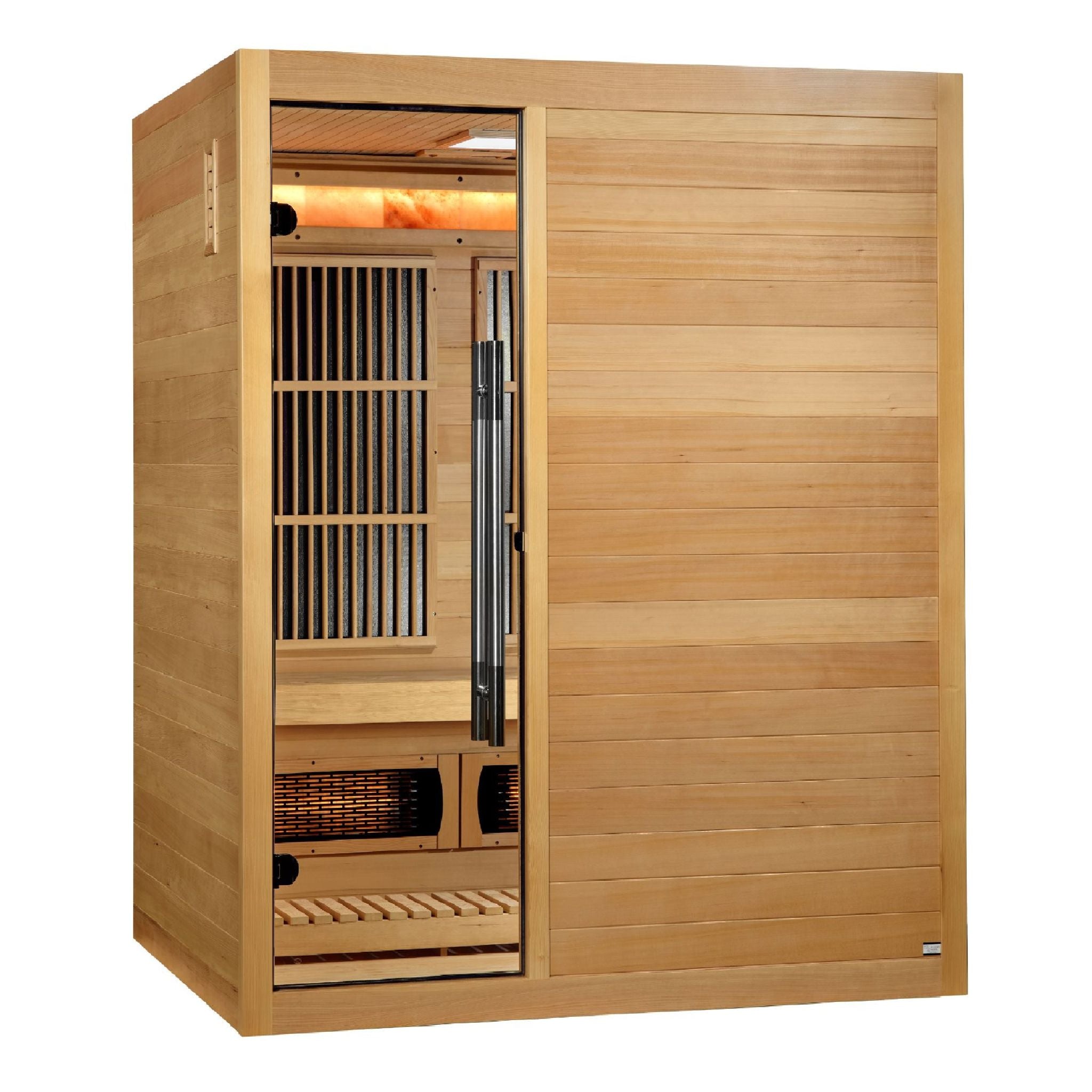 Golden Designs 2025 Soria 3-Person Hybrid Sauna – Full Spectrum & Harvia Stove (Canadian Hemlock)