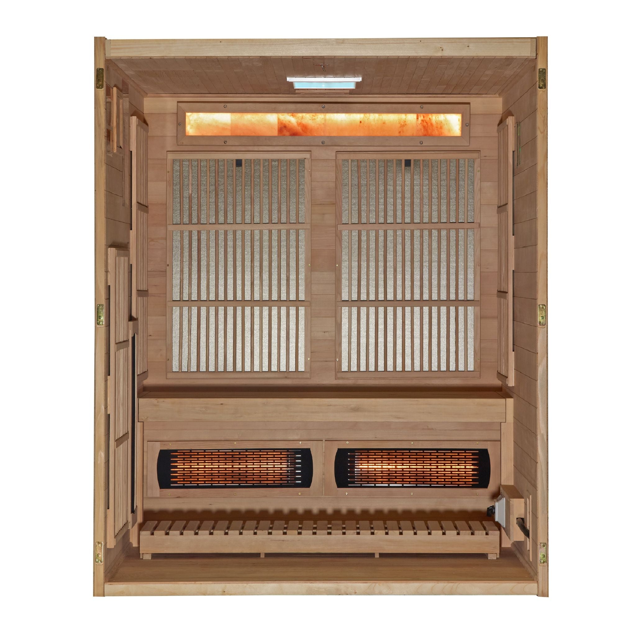 Golden Designs 2025 Soria 3-Person Hybrid Sauna – Full Spectrum & Harvia Stove (Canadian Hemlock)