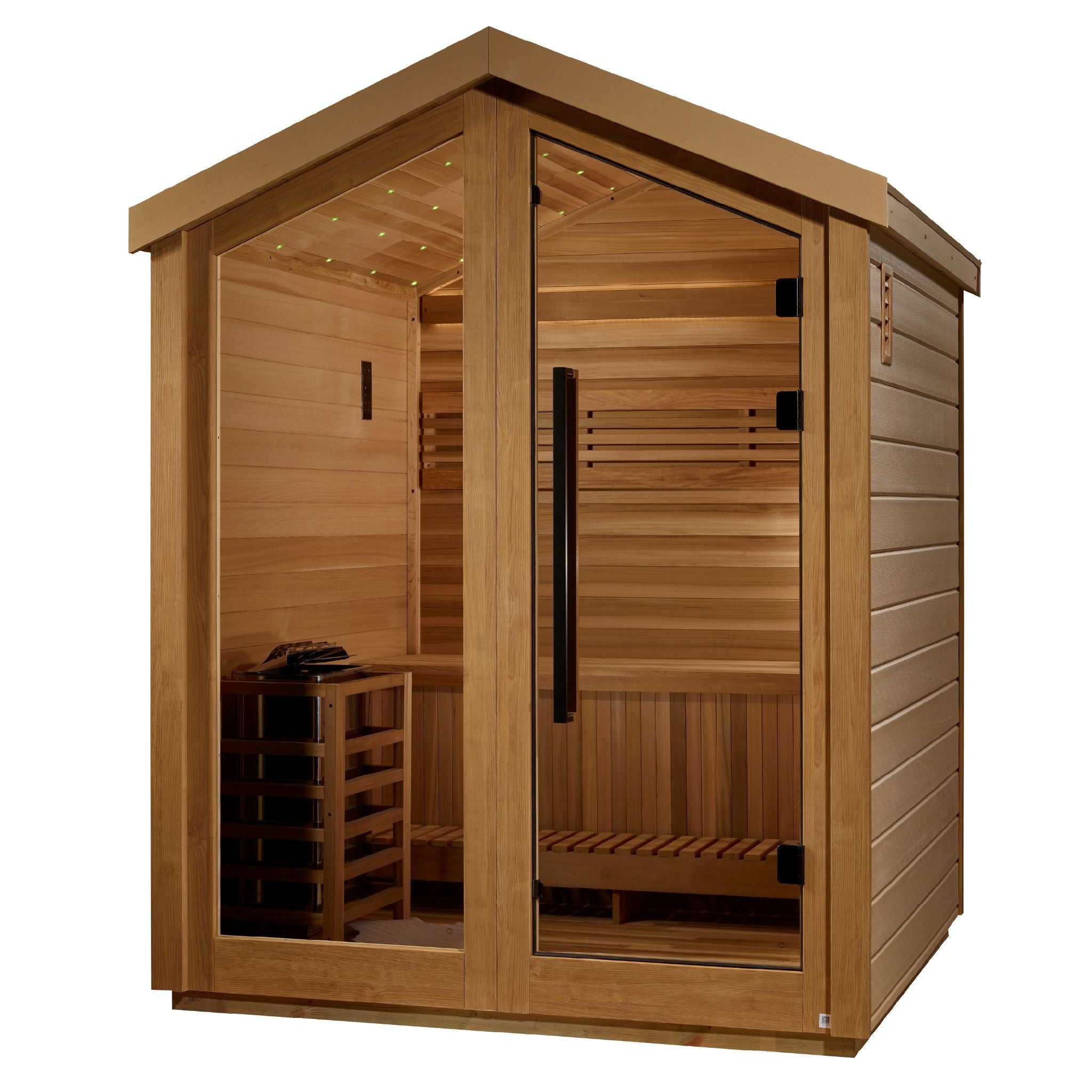 Golden Designs Savonlinna 3-Person Outdoor Traditional Sauna – Canadian Red Cedar Interior