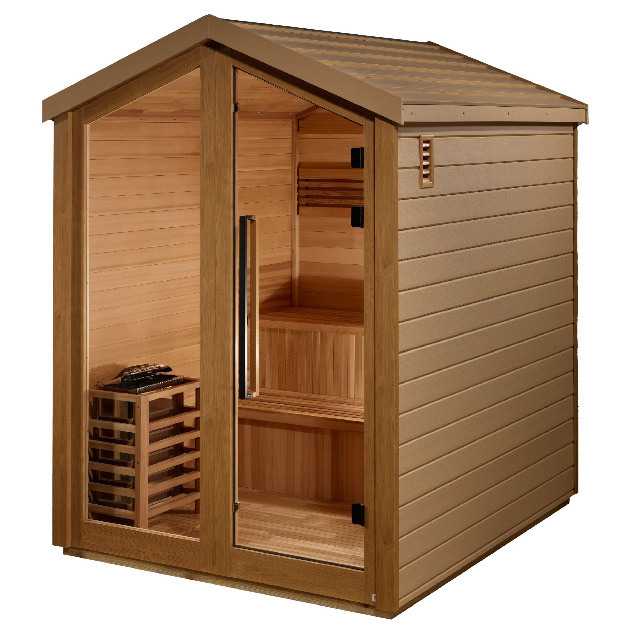 Golden Designs Kaarina 6-Person Outdoor Traditional Sauna – Canadian Red Cedar Interior