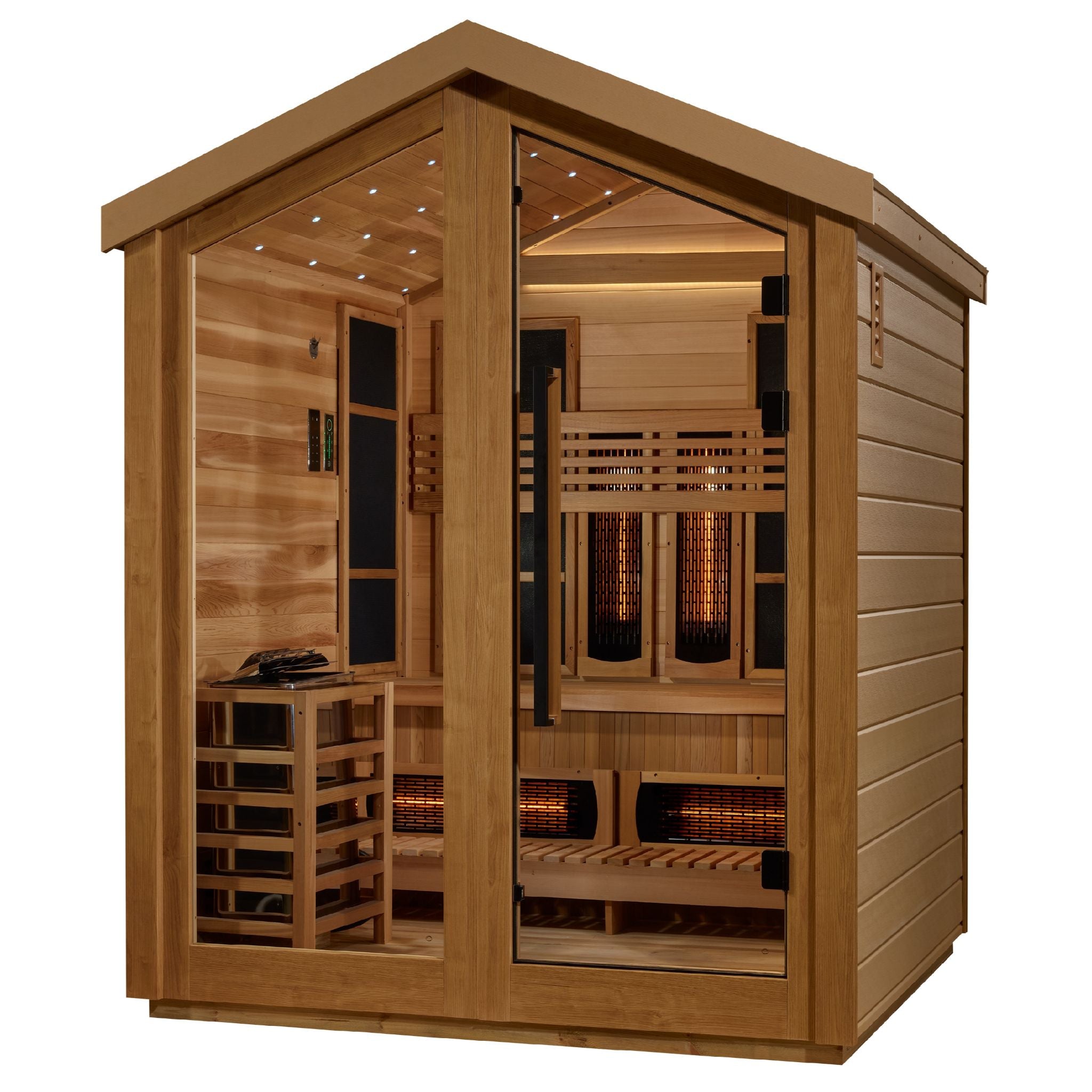 Golden Designs Loviisa 3-Person Hybrid Outdoor Sauna – Canadian Red Cedar Interior