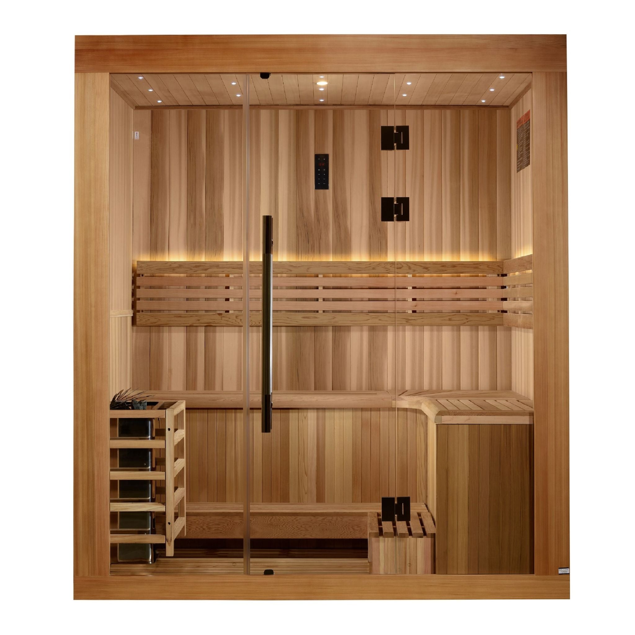 Golden Designs 2025 "Copenhagen Edition" 3-Person Traditional Sauna (Red Cedar Interior, Pacific Cedar Exterior)
