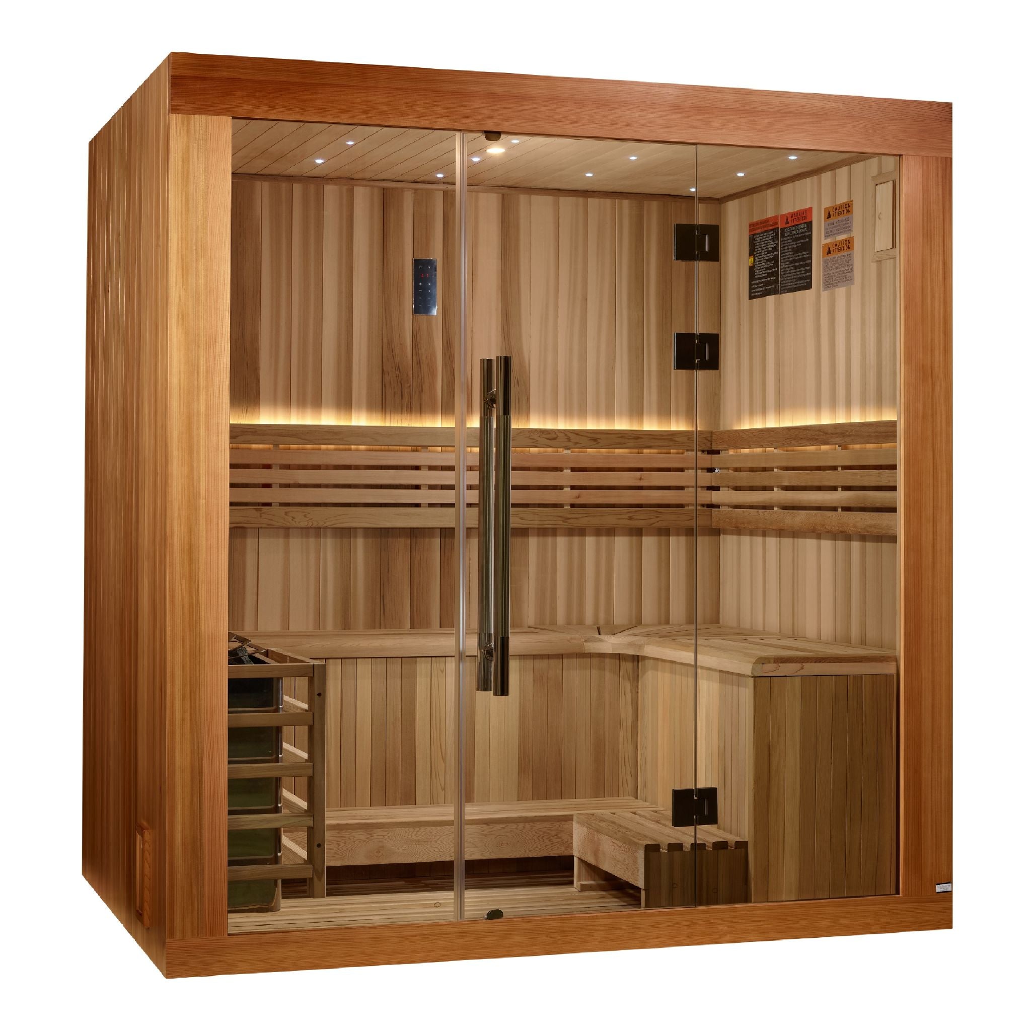 Golden Designs 2025 "Copenhagen Edition" 3-Person Traditional Sauna (Red Cedar Interior, Pacific Cedar Exterior)