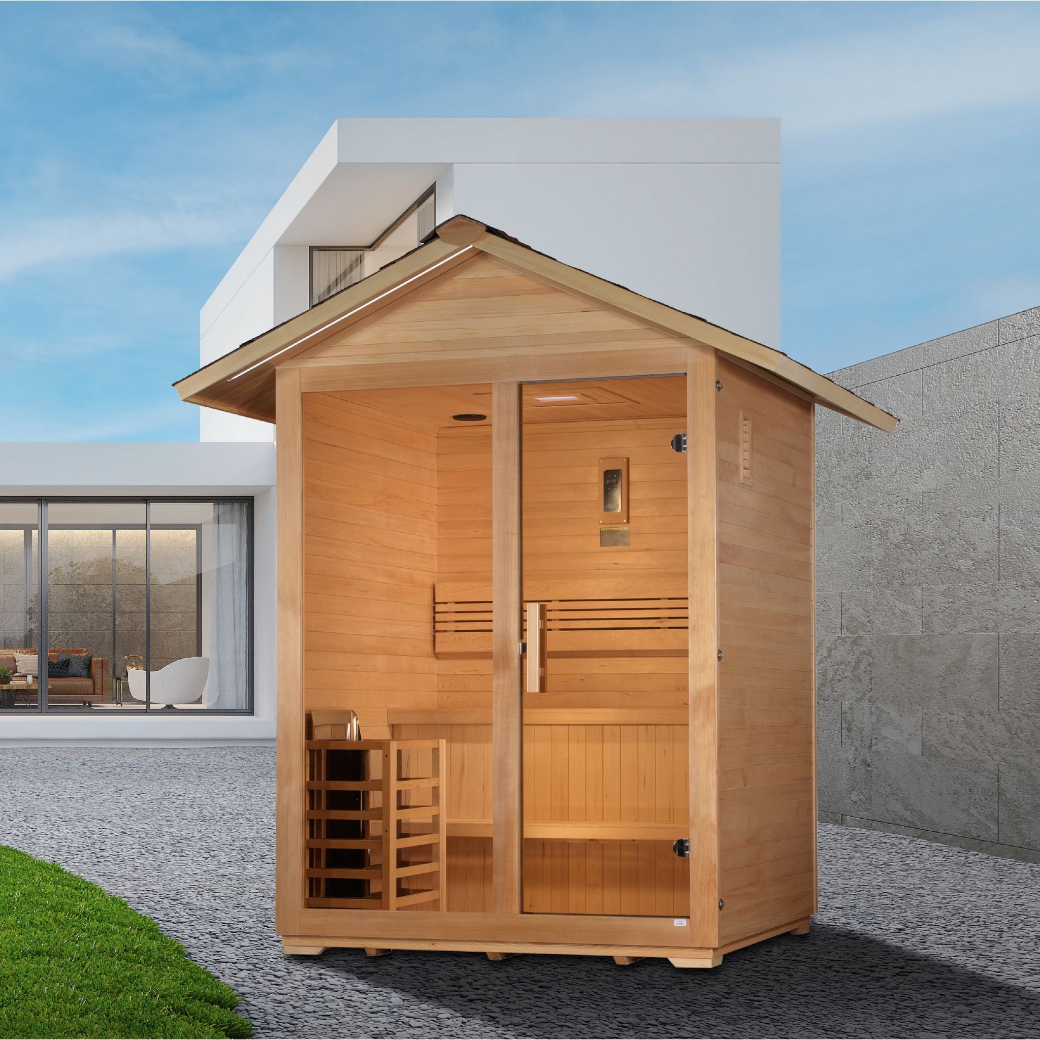 Golden Designs "Arlberg" 3-Person Traditional Outdoor Sauna – Canadian Hemlock