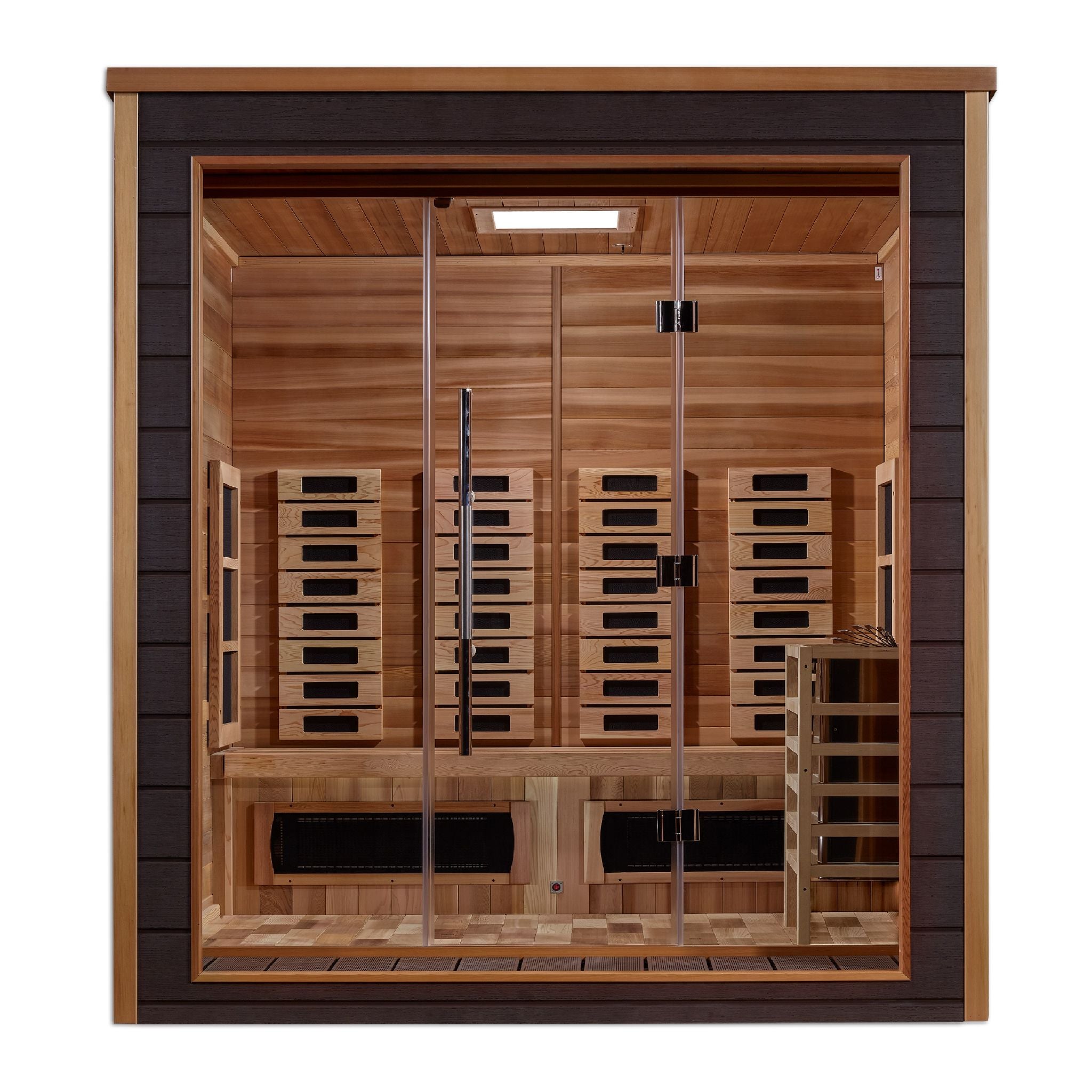 Golden Designs Visby 3-Person Outdoor Hybrid Sauna – Canadian Red Cedar Interior
